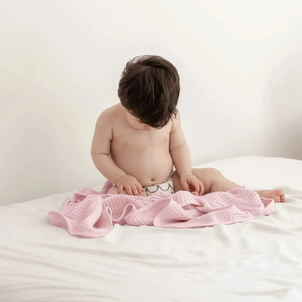 Waffle Hooded Baby Towel / Rose