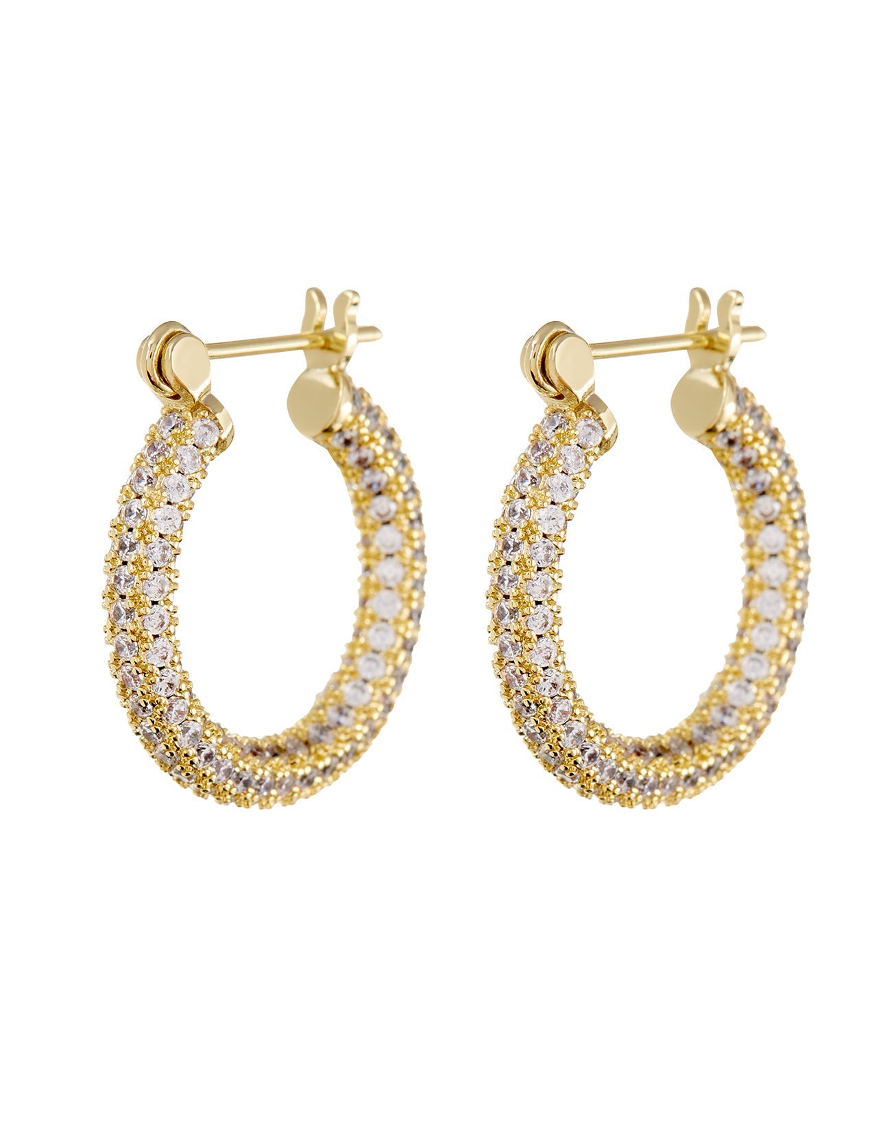 Pave Baby Skinny Amalfi Hoops- Gold