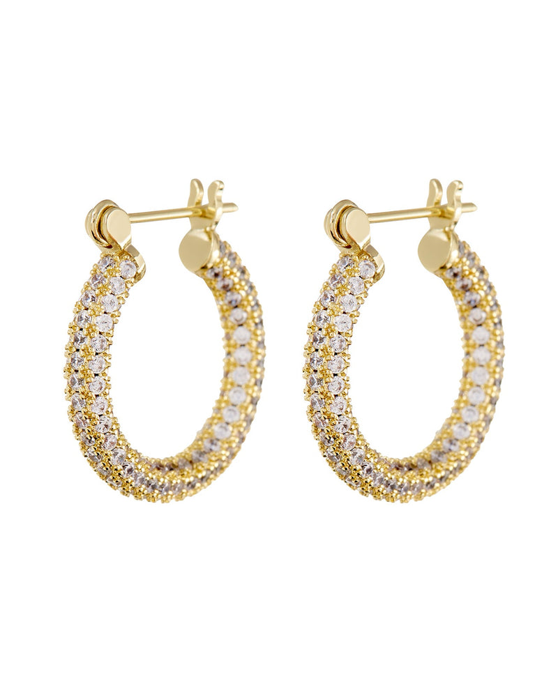 Pave Baby Skinny Amalfi Hoops- Gold