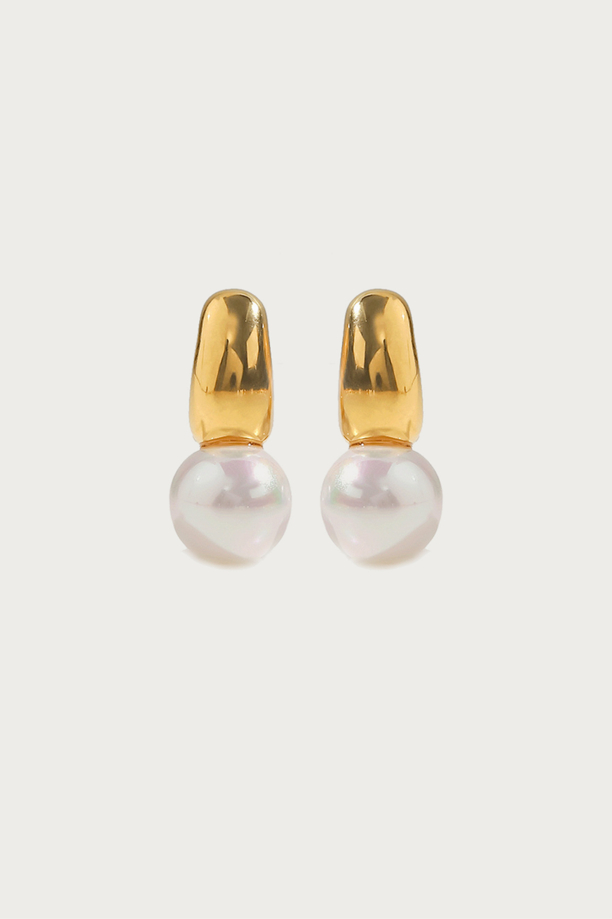 Gold Modern Pearl Earrings