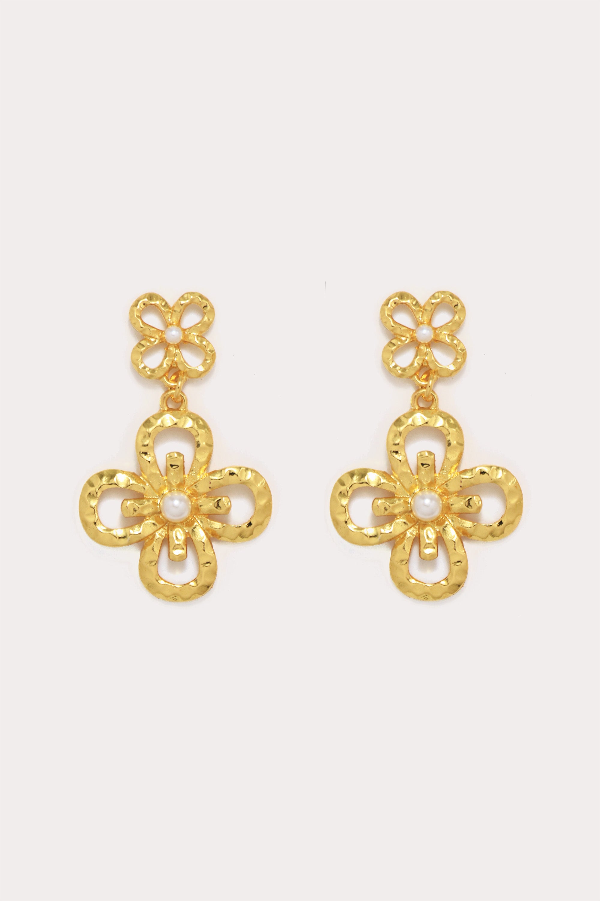 White Baroque Flower Drop Earrings