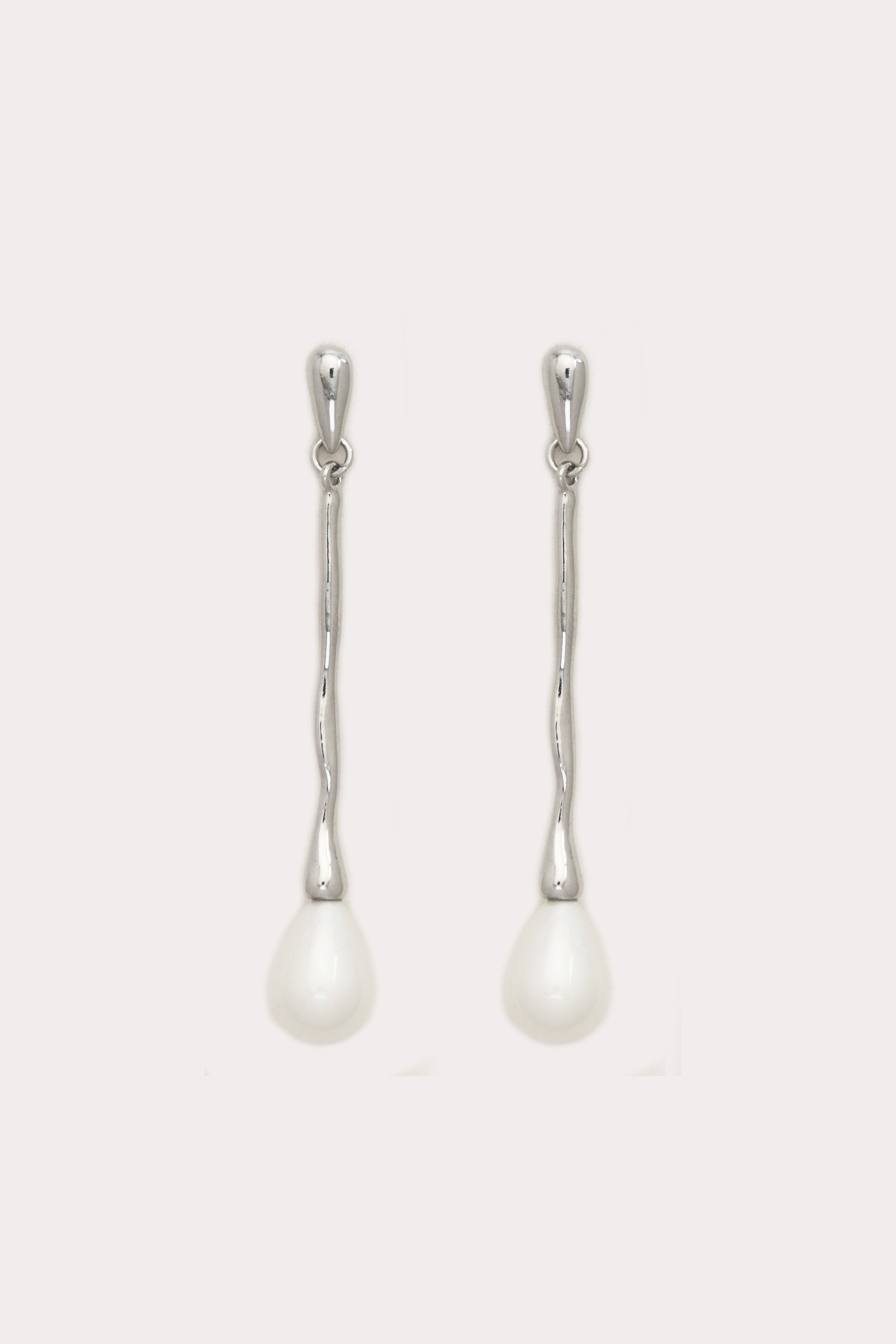 Silver/Pearl Pearl Drop Cone Earrings