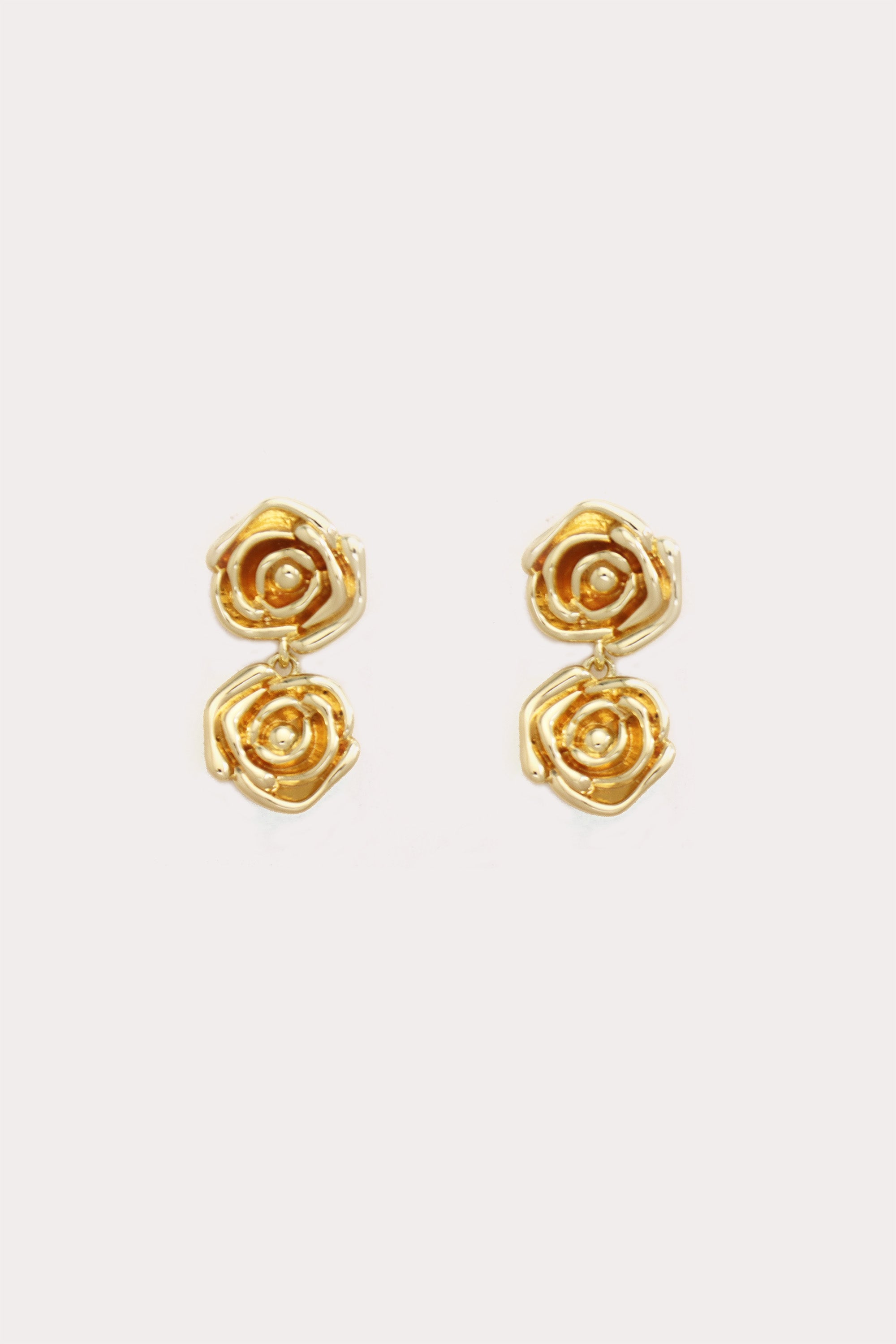 Gold Rose Drop Earrings