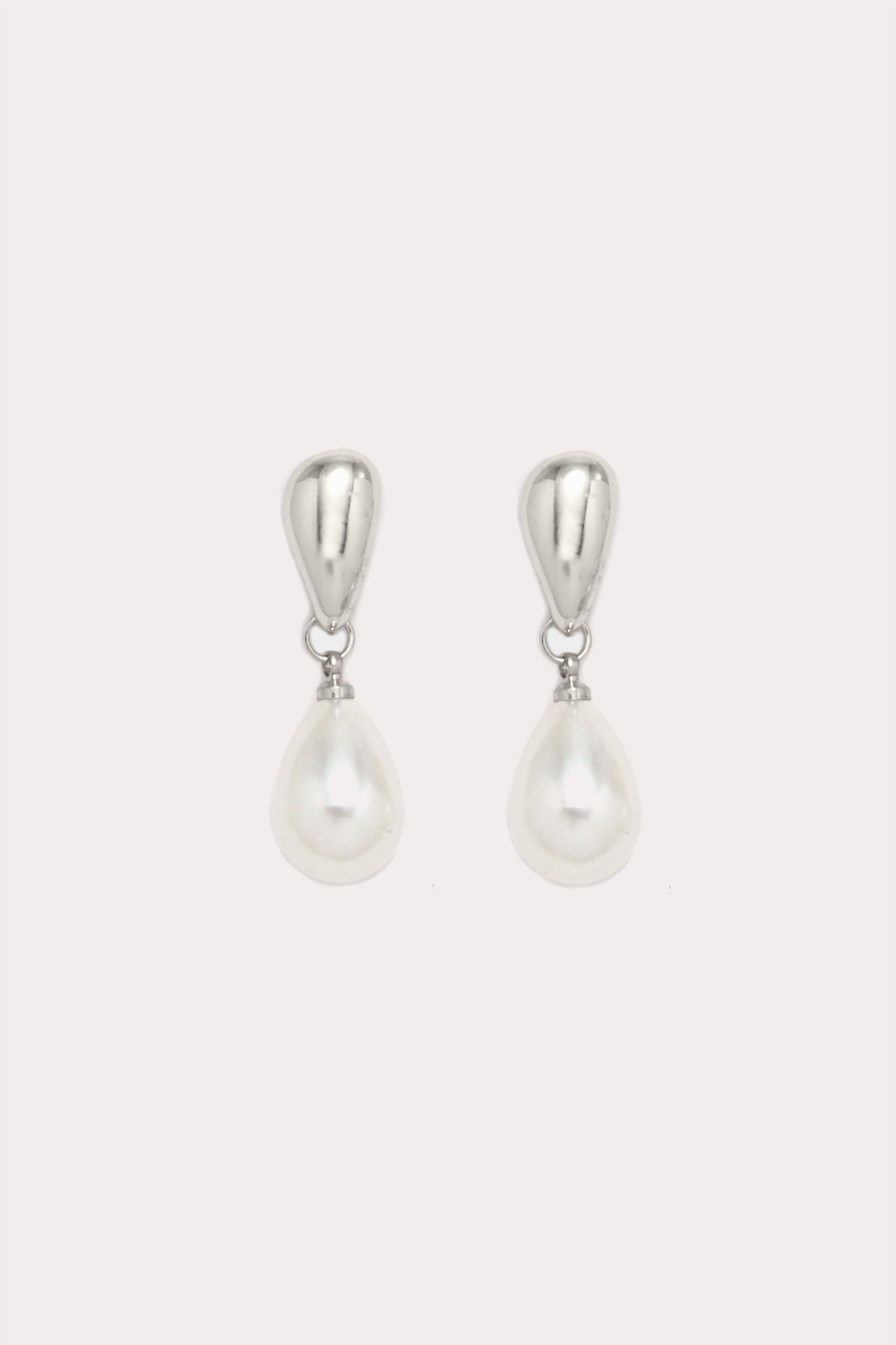 Silver Liquid Pearl Drop Earrings