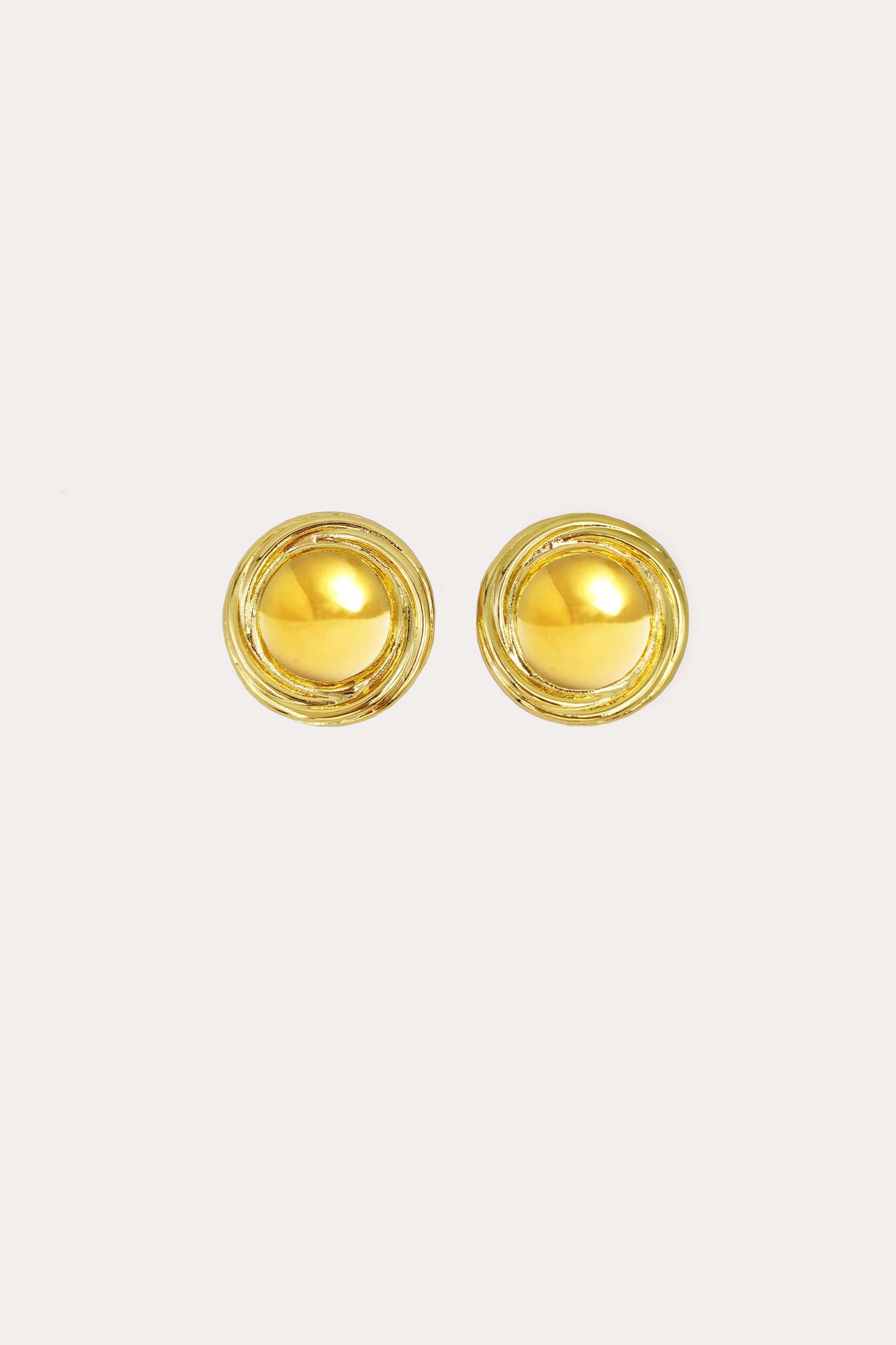 Gold Button Stud Earrings