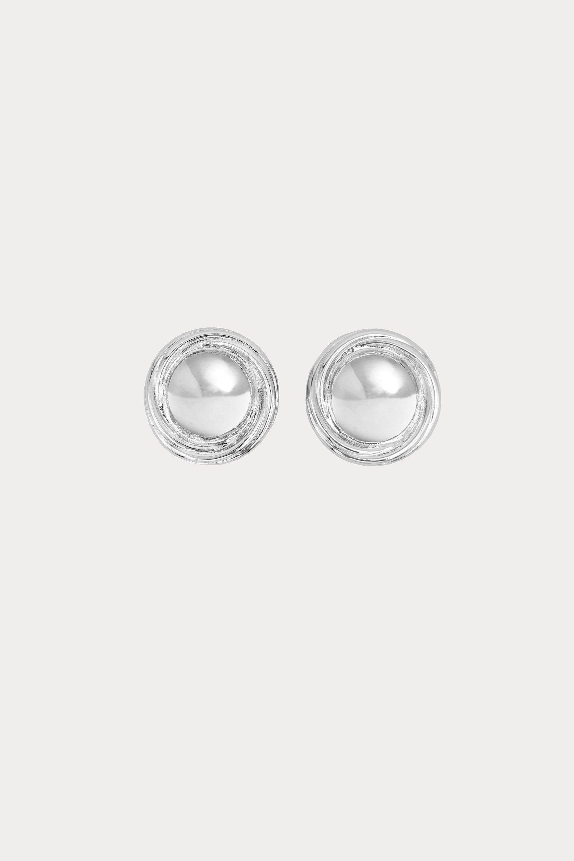 Silver Button Stud Earrings
