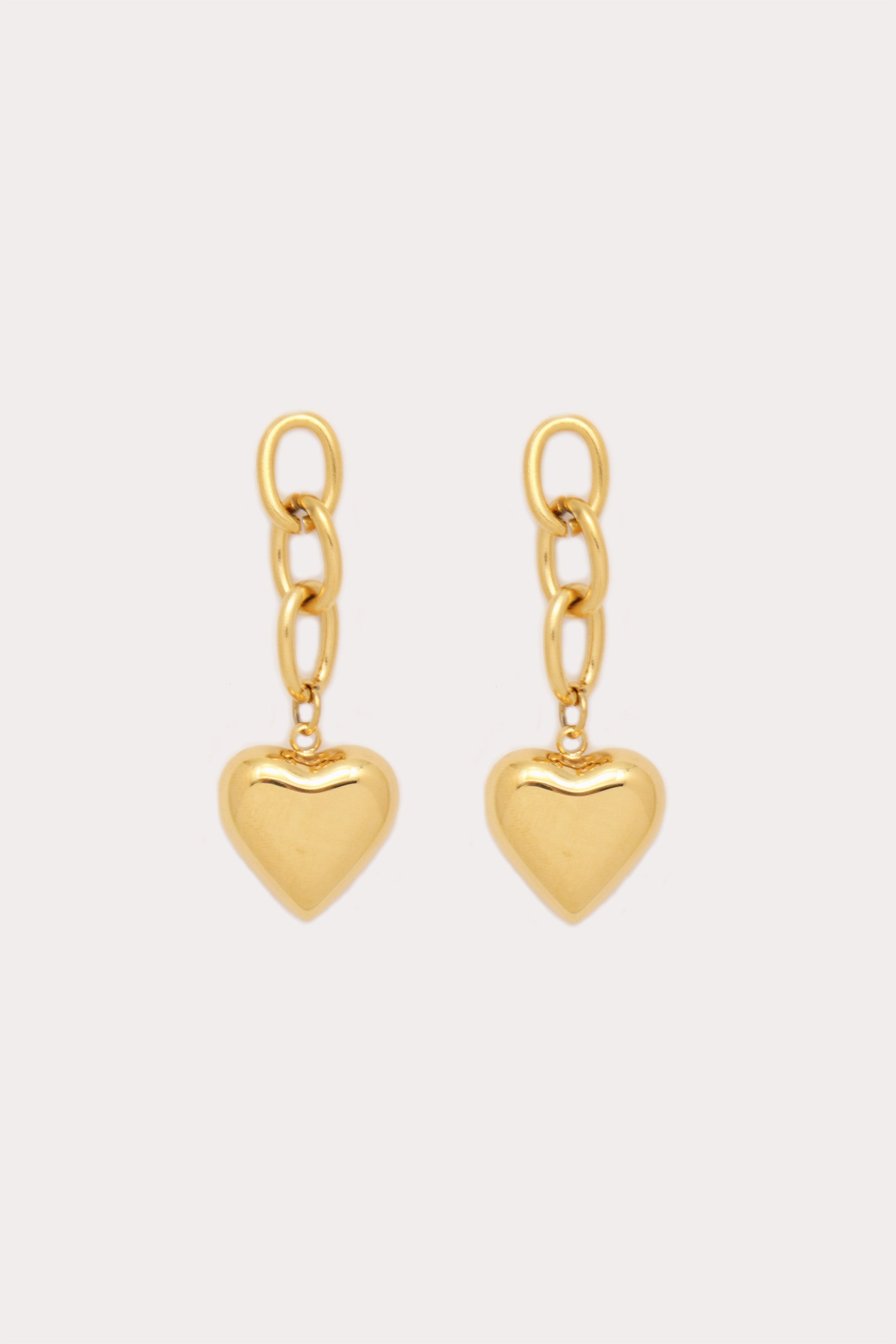 Gold Heart Drop Earrings
