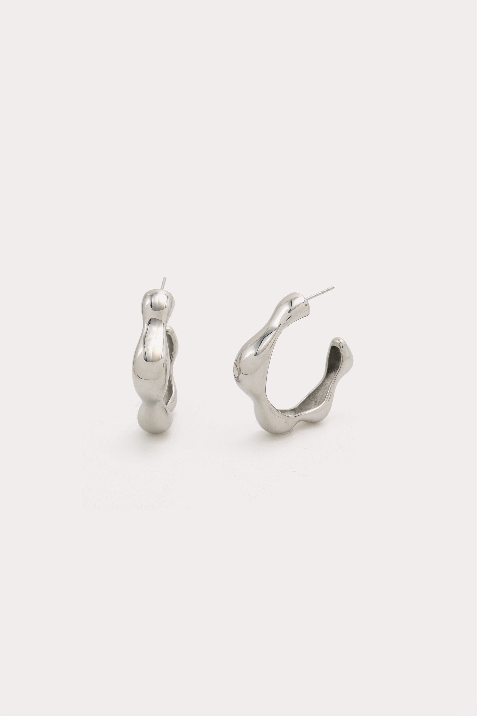 Silver Petal Hoop Earrings