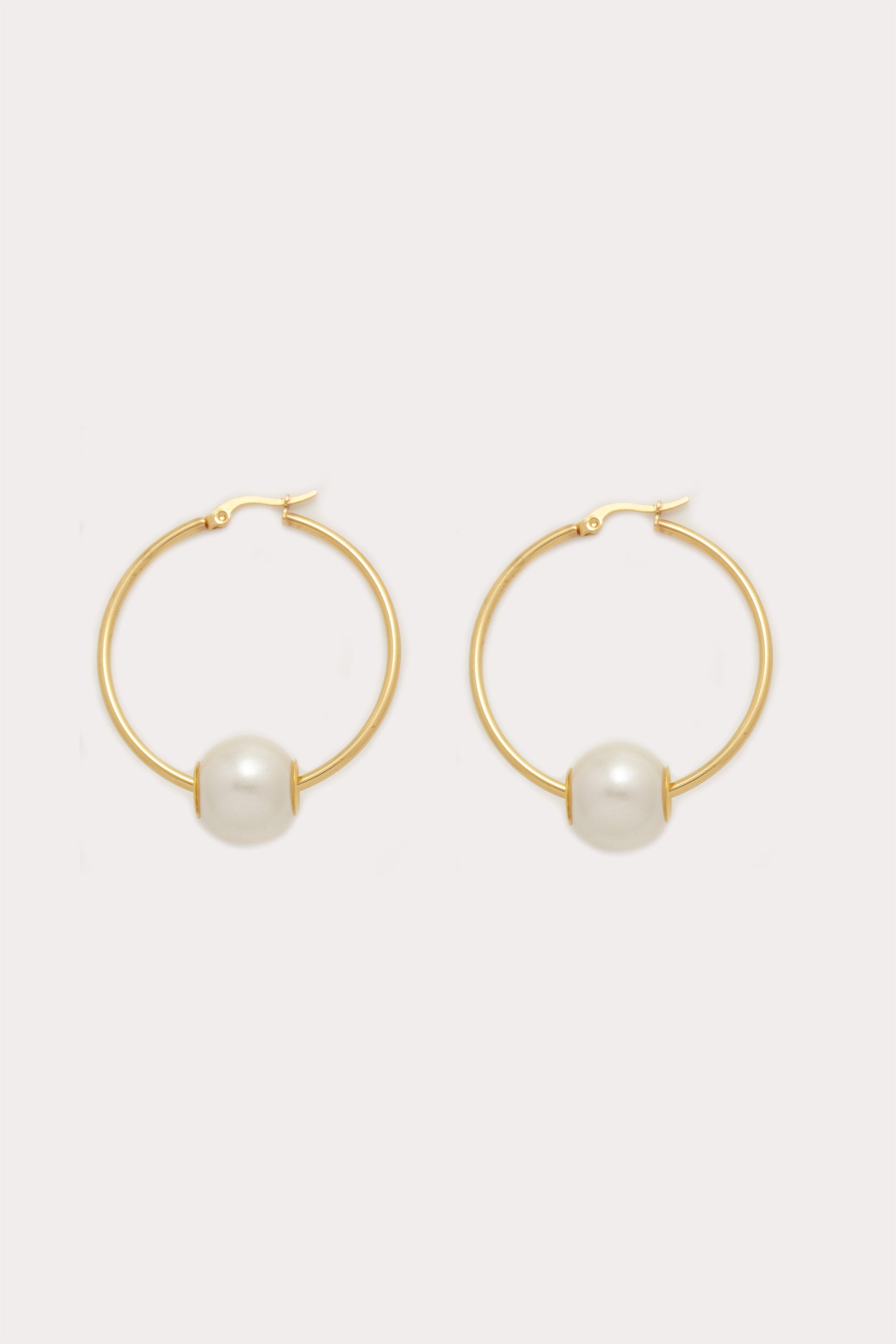 Gold Pearl Hoop Earrings