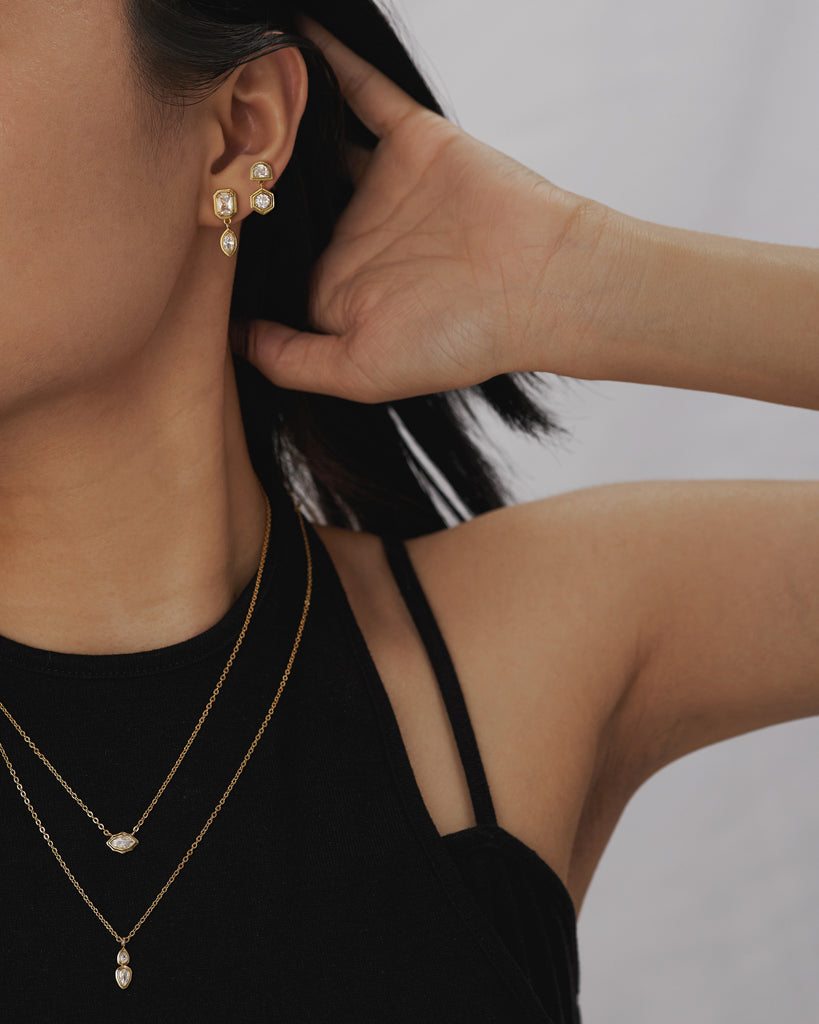 Stellar Bezel Studs Set- Gold