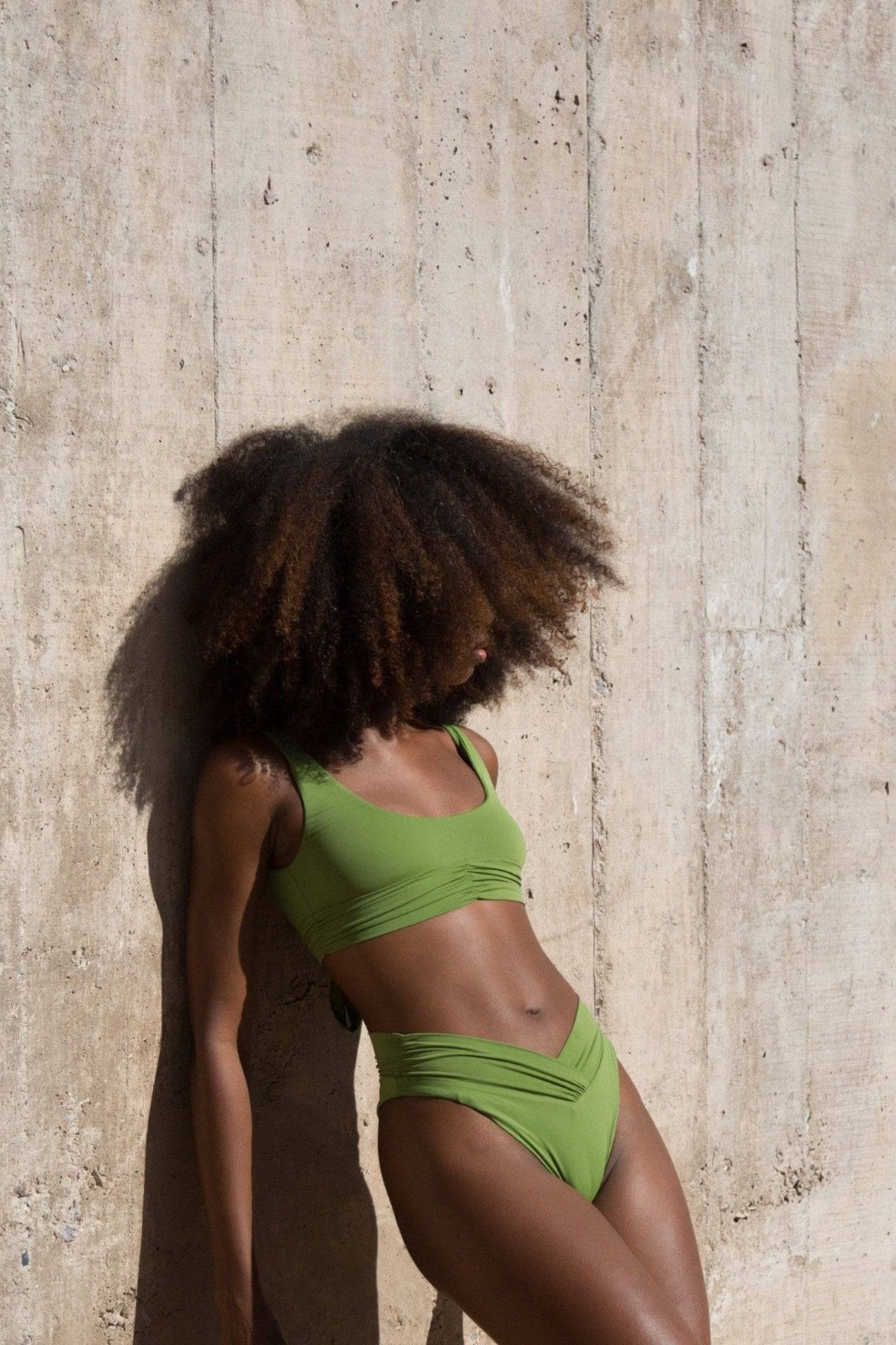 RIOT SWIM Pico Top in matcha green, stylish sleeveless crop top with a fitted design, perfect for summer or beachwear.