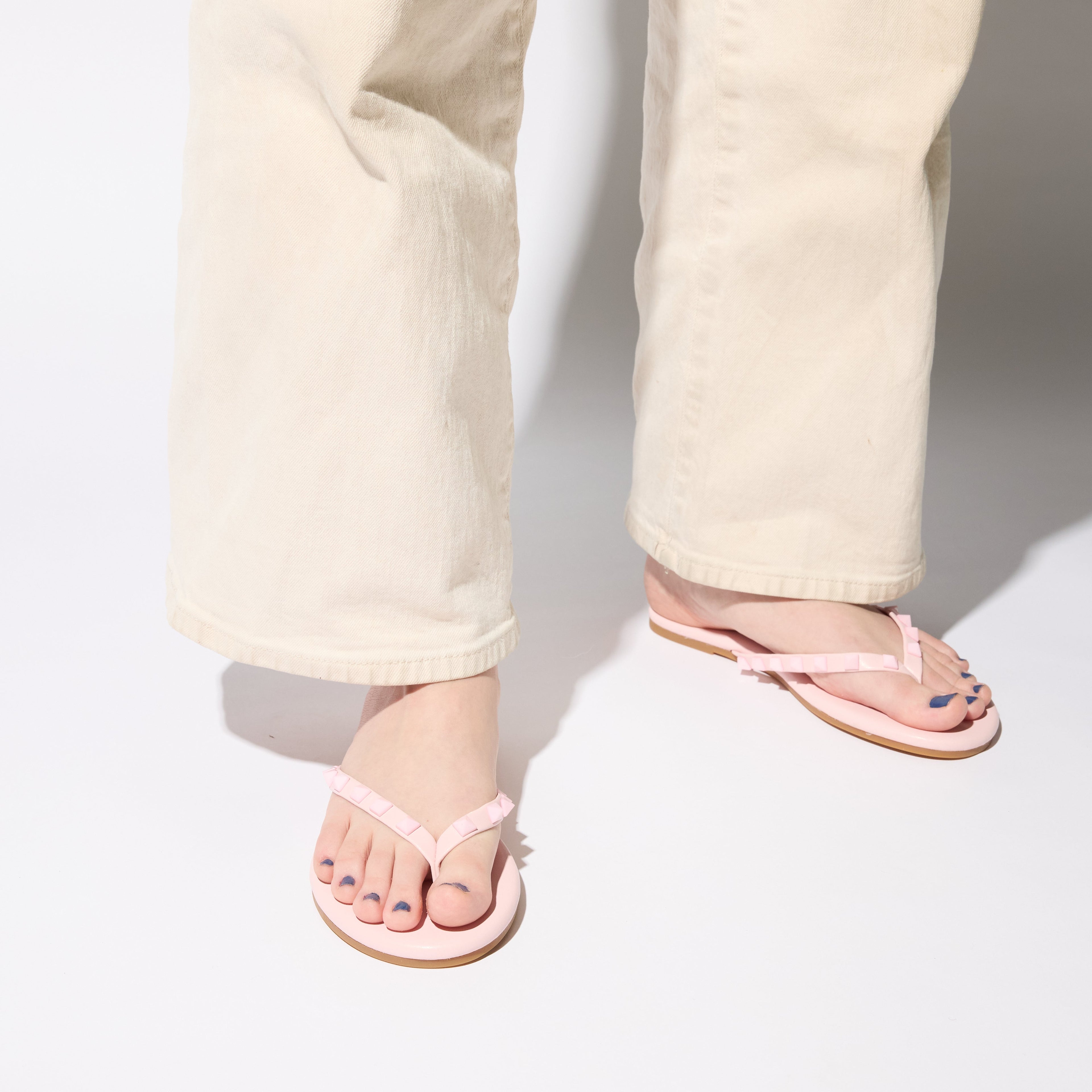 Rivington Stud Flip Flop in Ballet Pink - Yosi Samra  - Women's Sandals