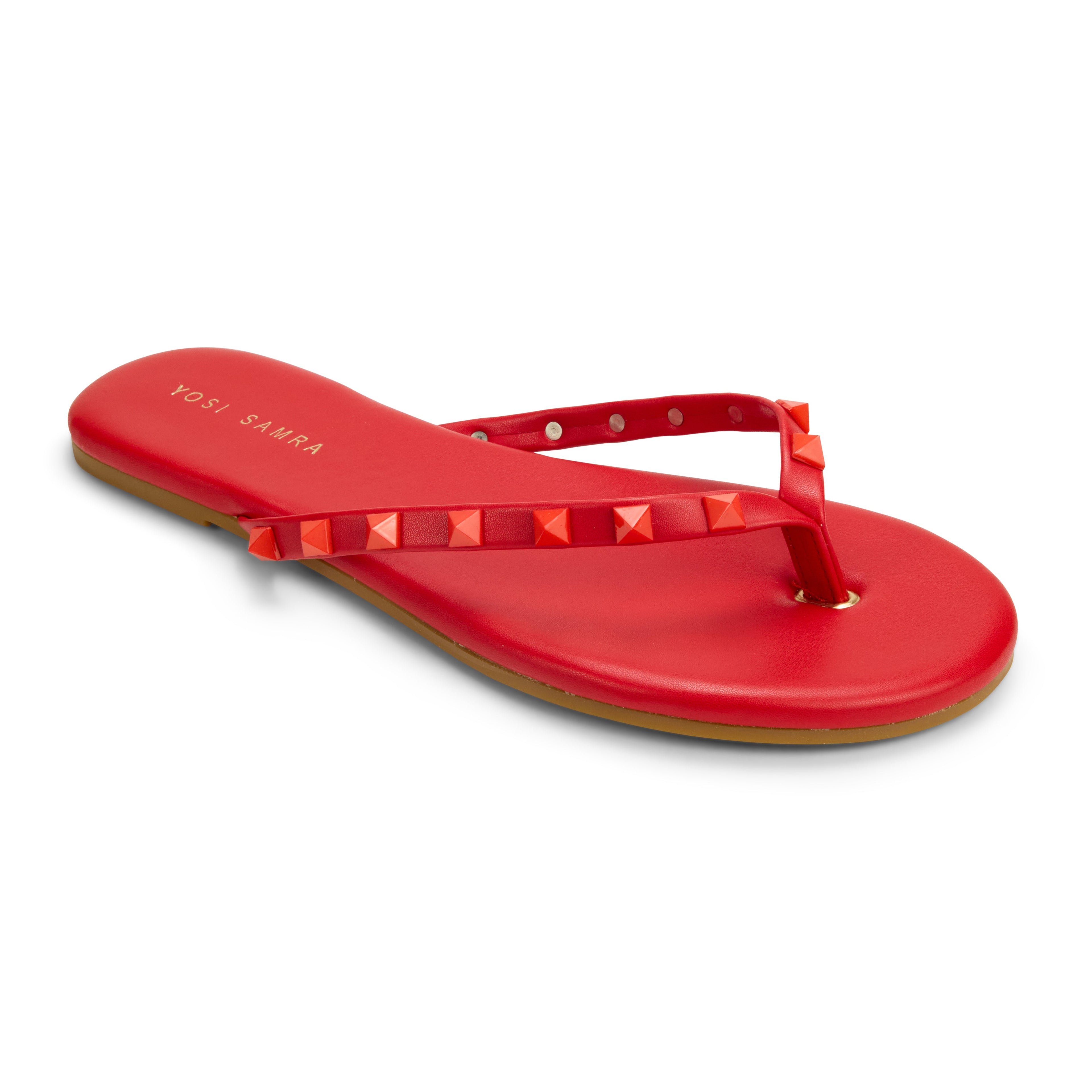 Rivington Stud Flip Flop in Red - Yosi Samra  - Women's Sandals