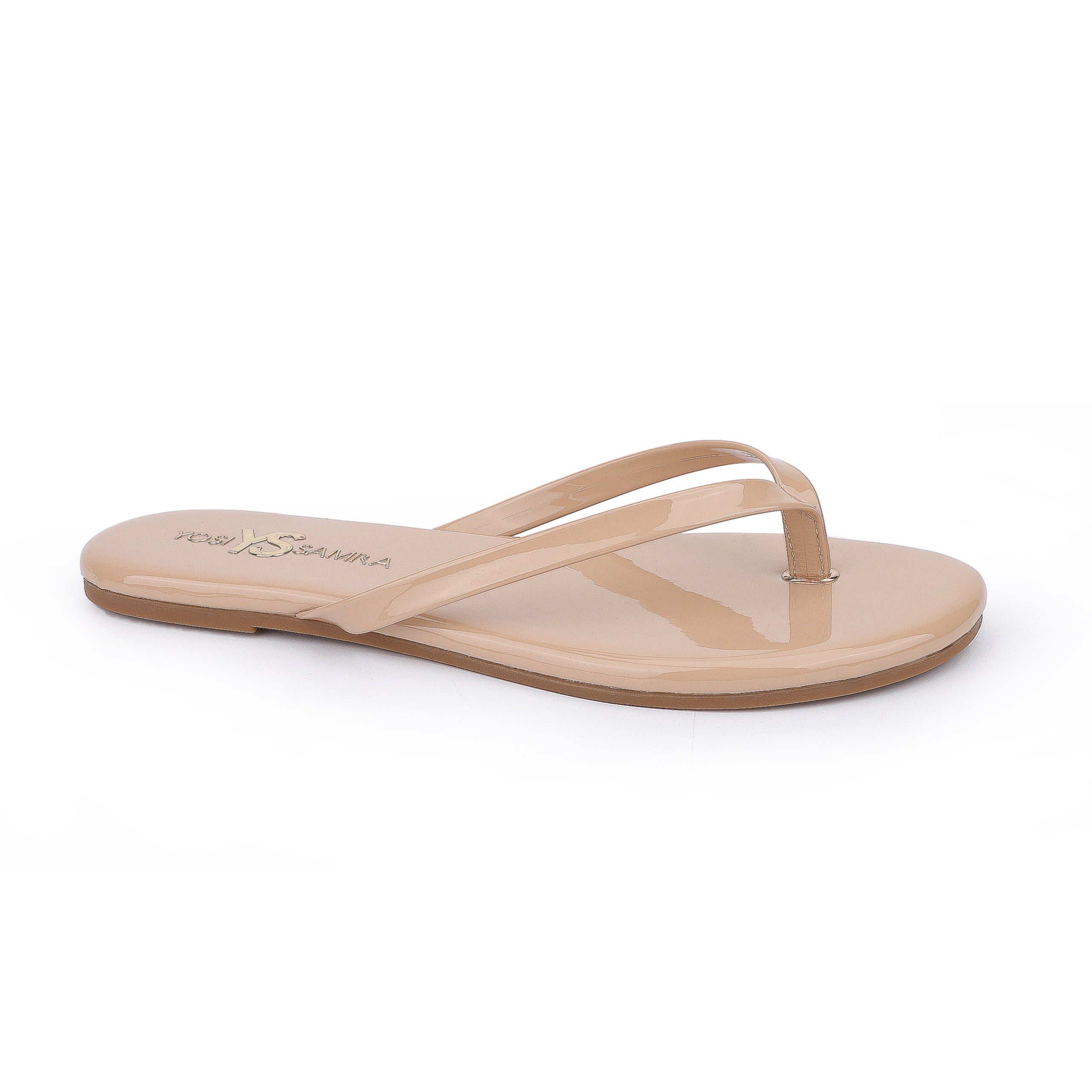 Rivington Flip Flop in Nude Patent - Yosi Samra  - Women's Sandals