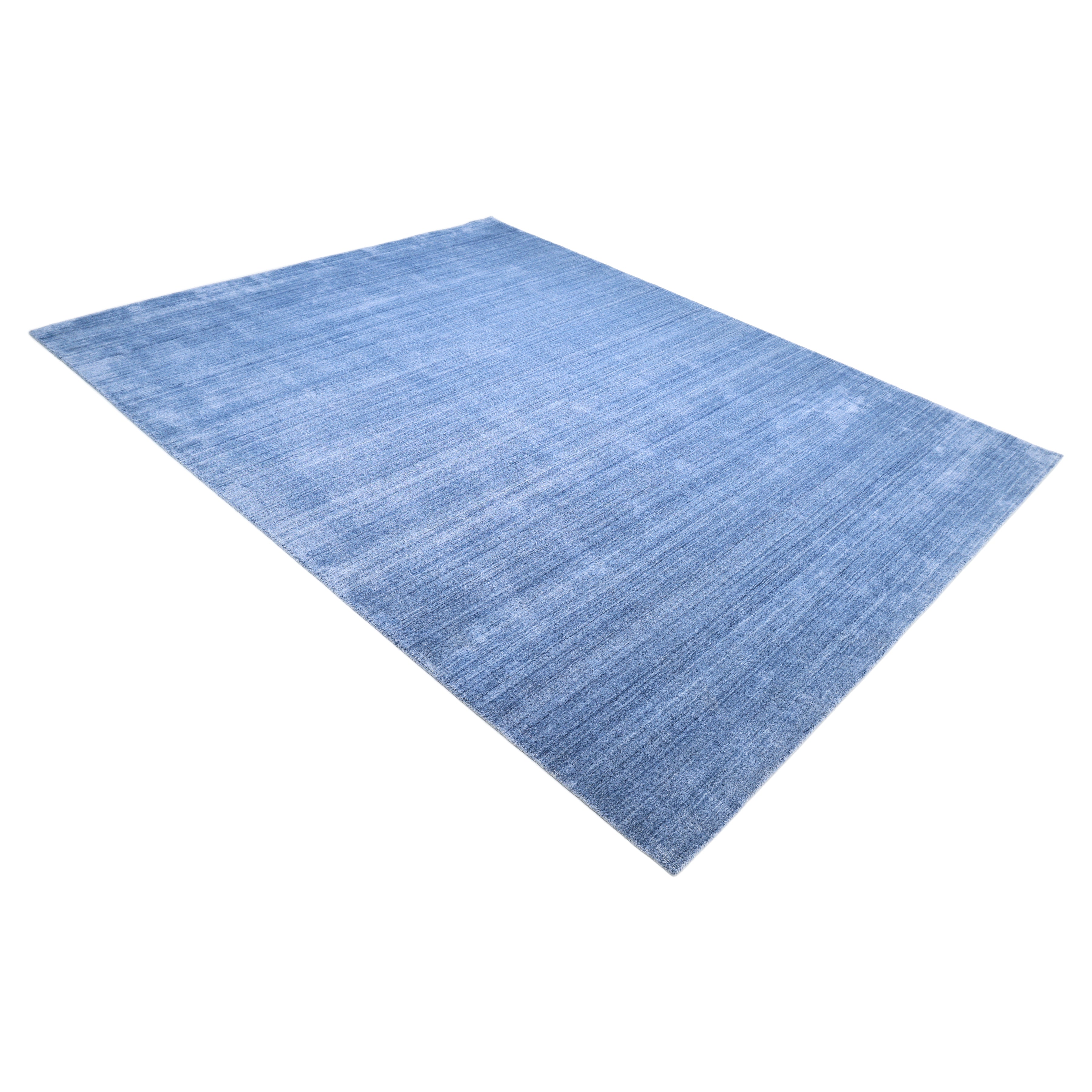 Harbor Hand-Loomed Contemporary Solid Blue Area Rug