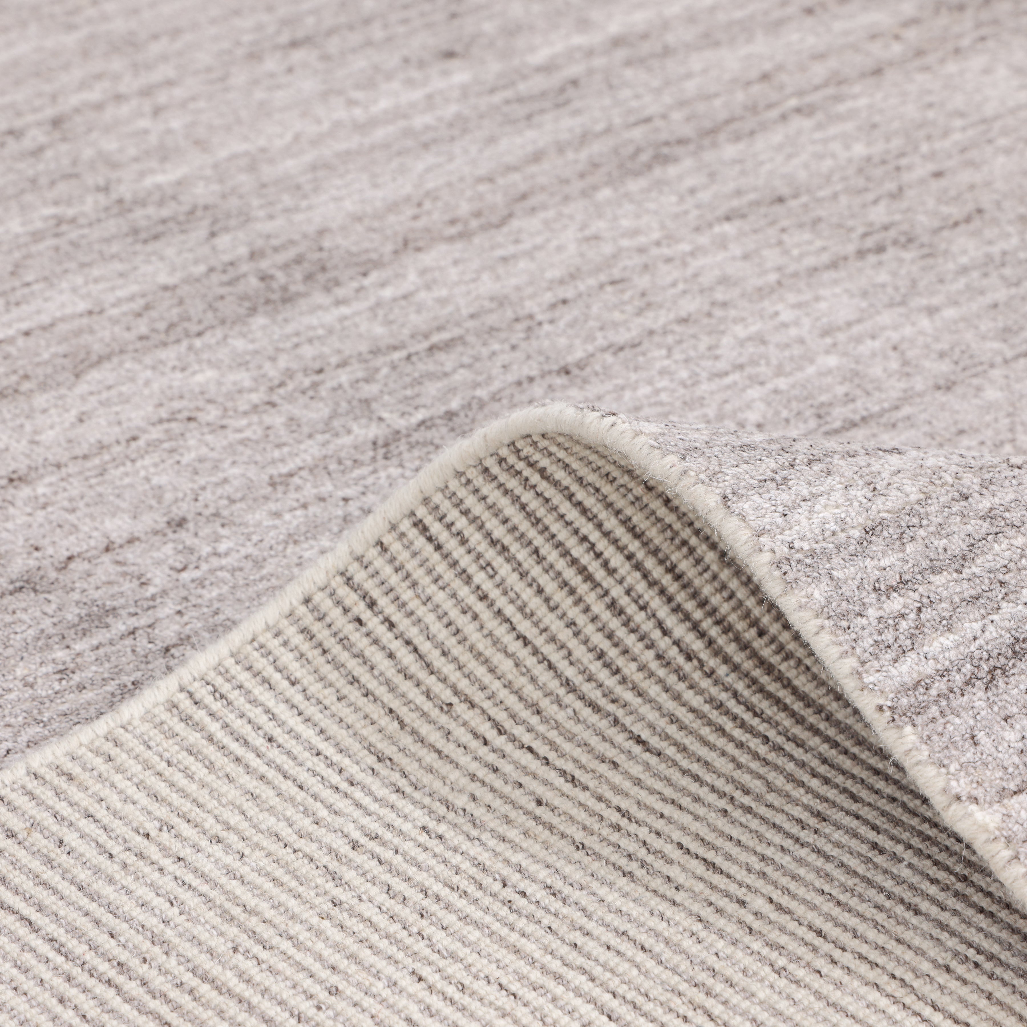 Halsey Hand Knotted Contemporary Striped Beige Area Rug
