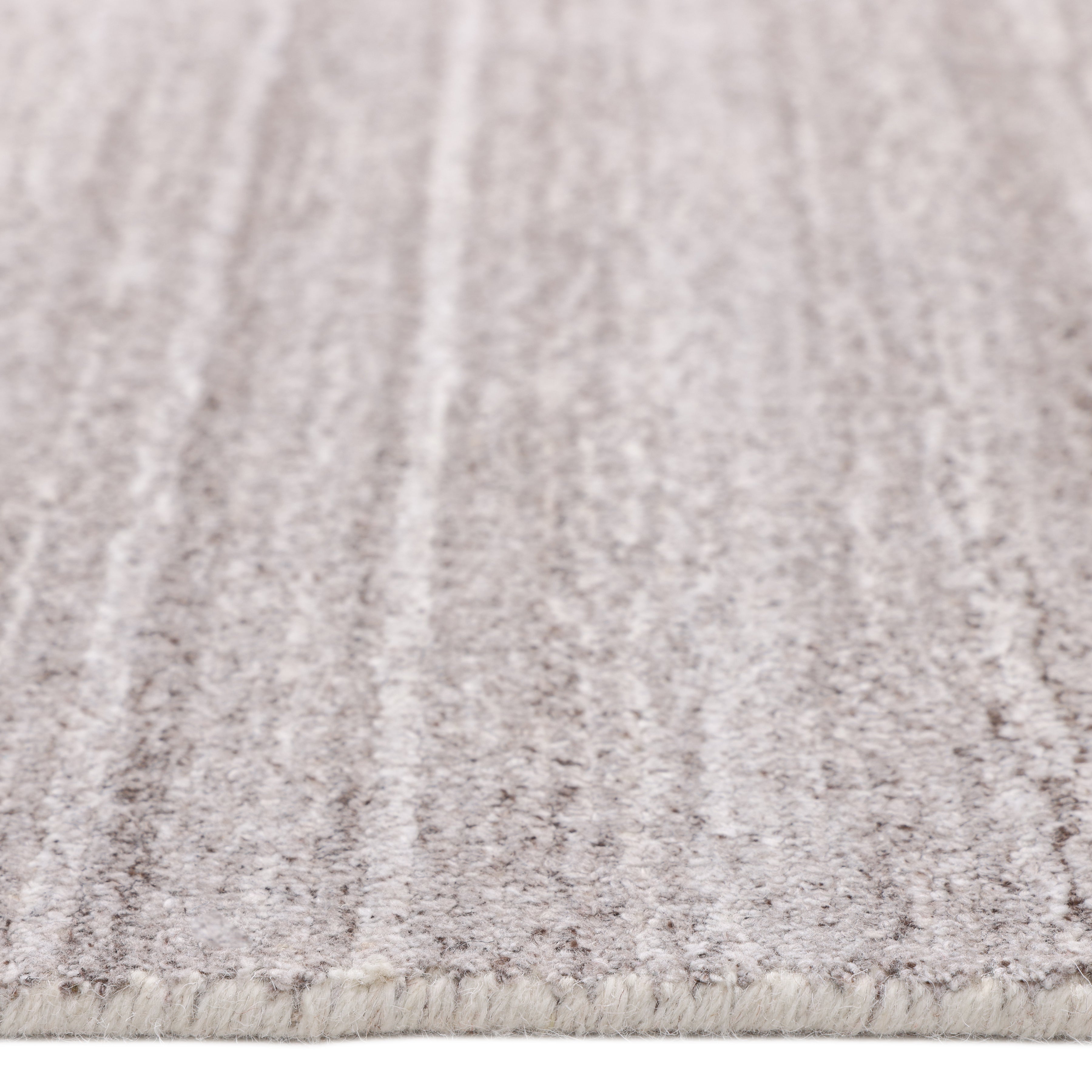 Halsey Hand Knotted Contemporary Striped Beige Area Rug