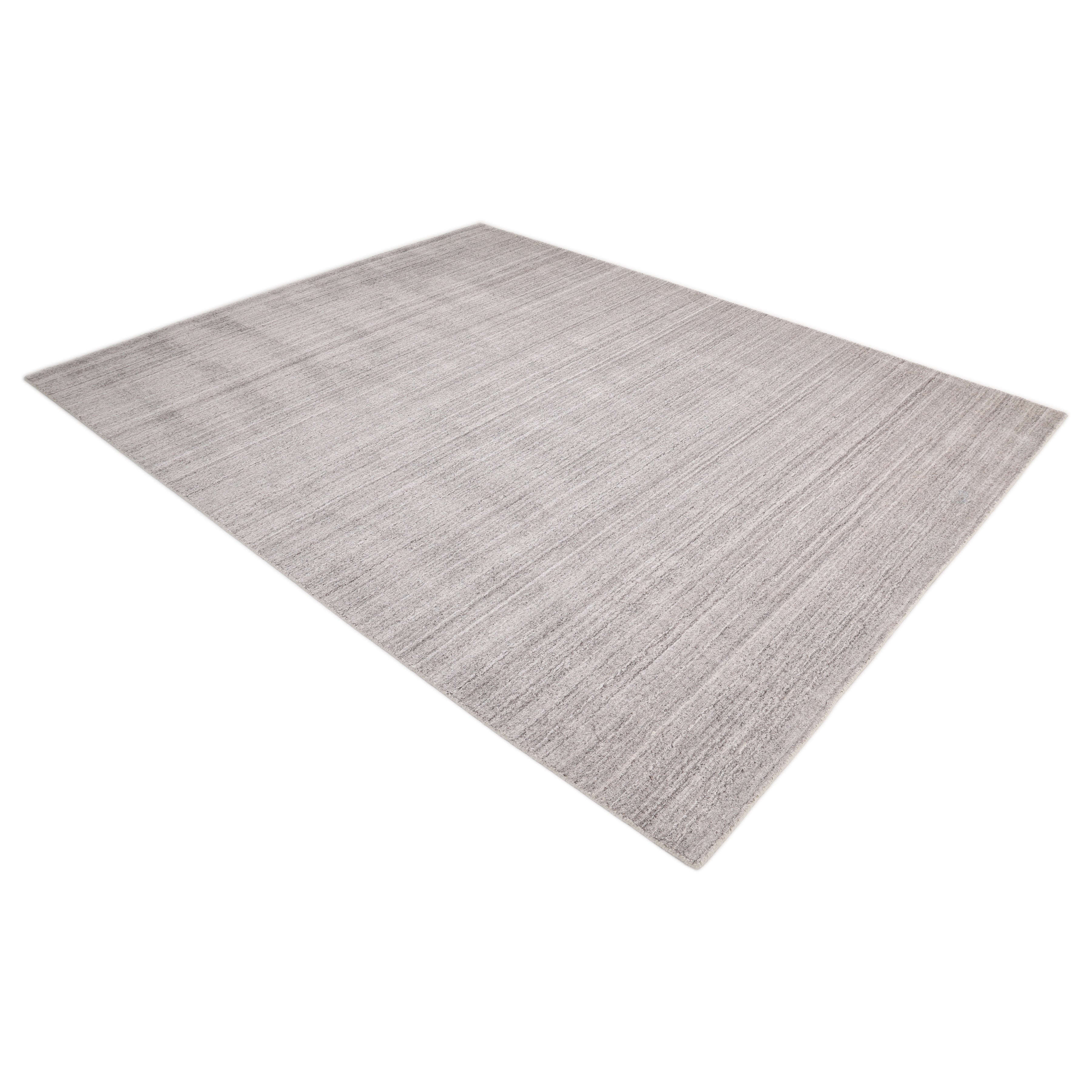 Halsey Hand Knotted Contemporary Striped Beige Area Rug