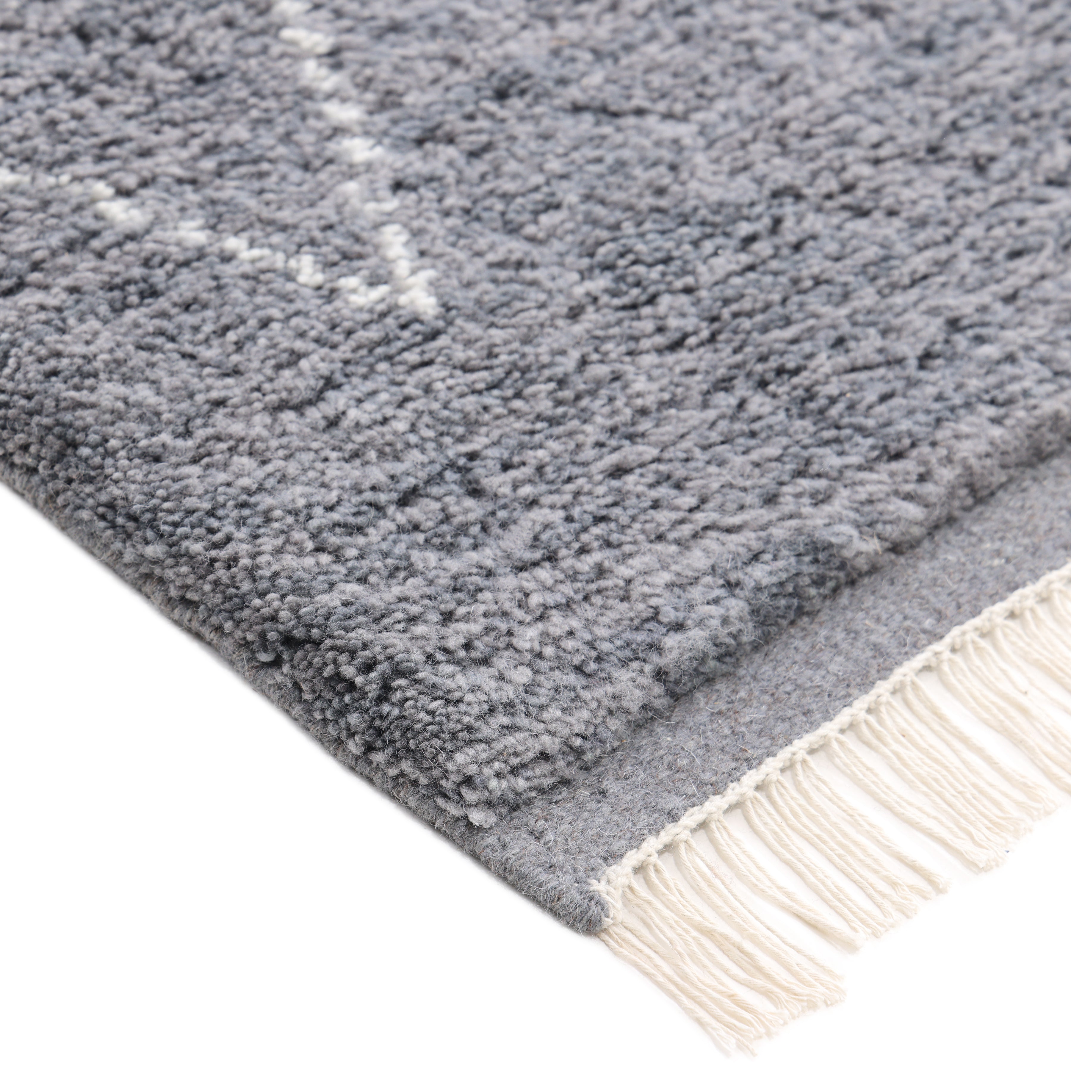 Shaggy Moroccan Hand Knotted Bohemian Moroccan Gray Area Rug
