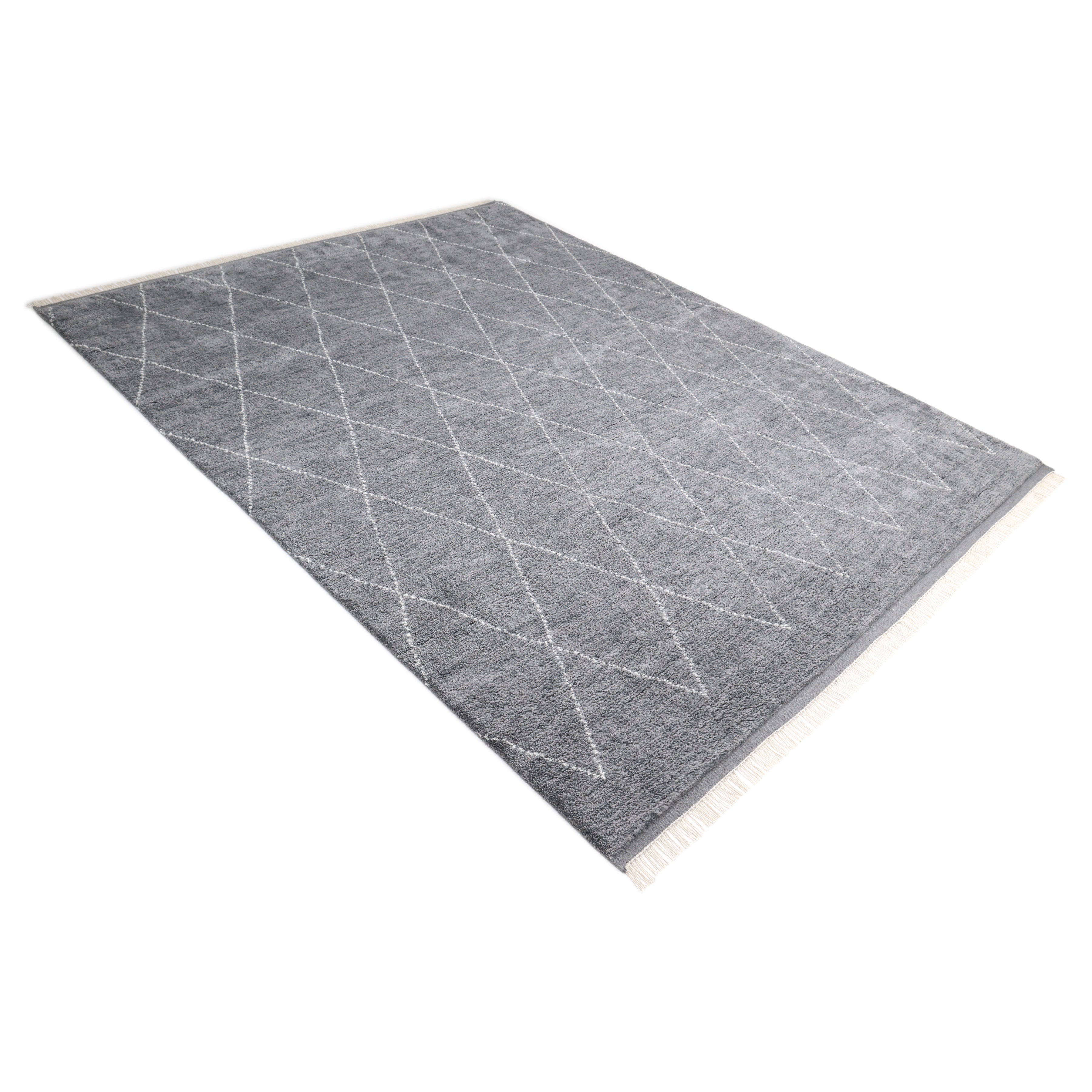 Shaggy Moroccan Hand Knotted Bohemian Moroccan Gray Area Rug