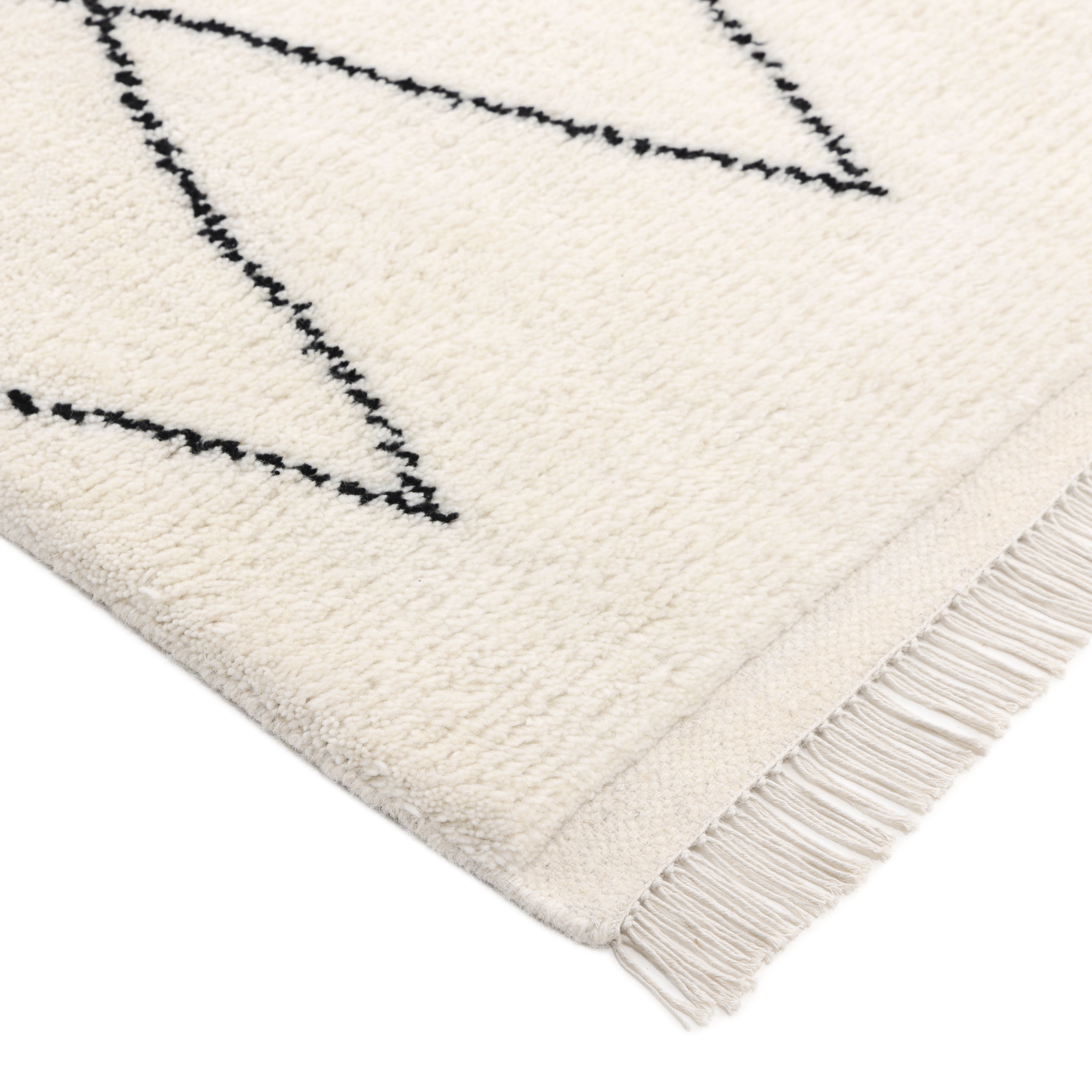 Shaggy Moroccan Hand Knotted Bohemian Moroccan Ivory Area Rug