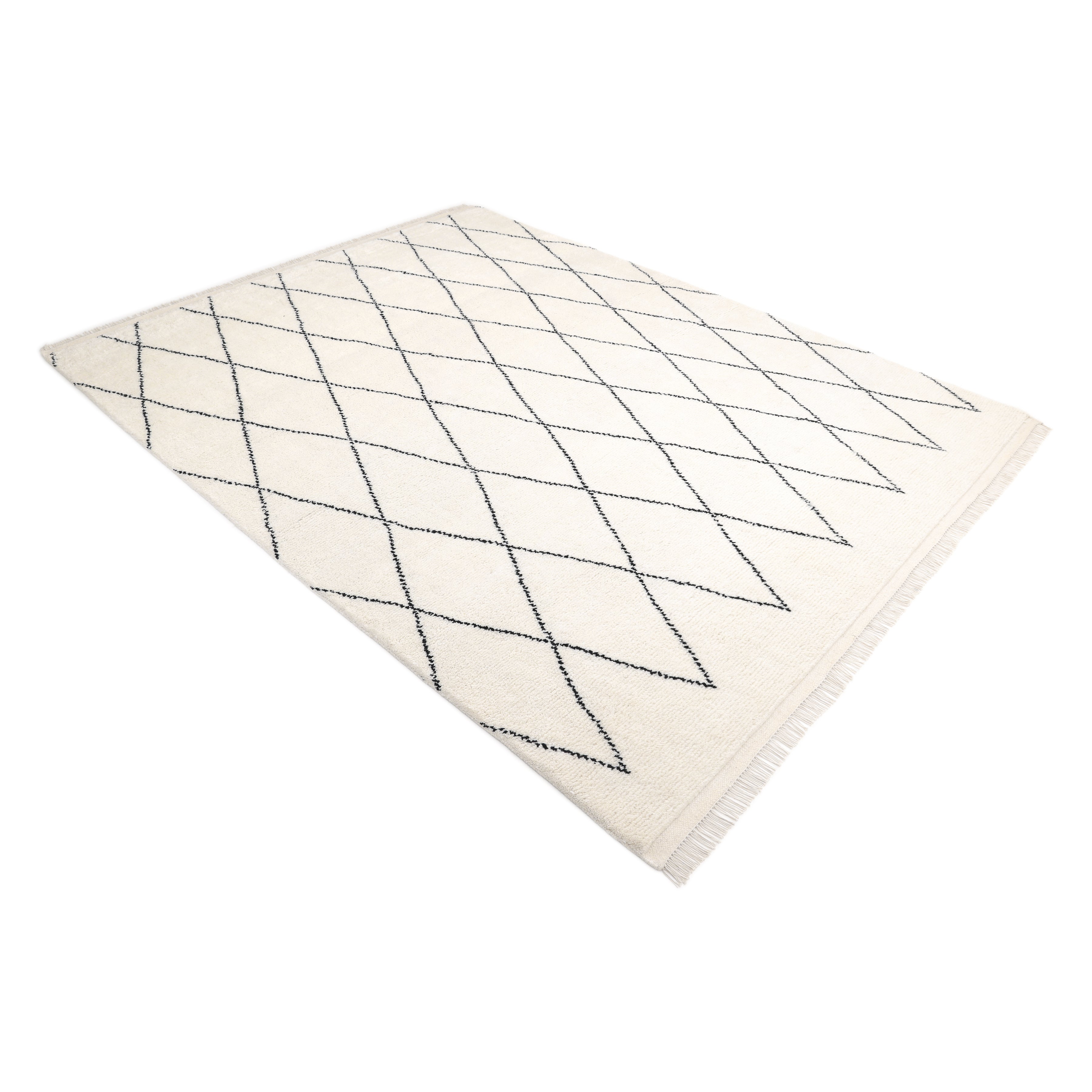 Shaggy Moroccan Hand Knotted Bohemian Moroccan Ivory Area Rug