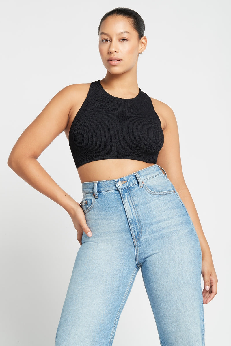 Black Eco Strap Saint Crop