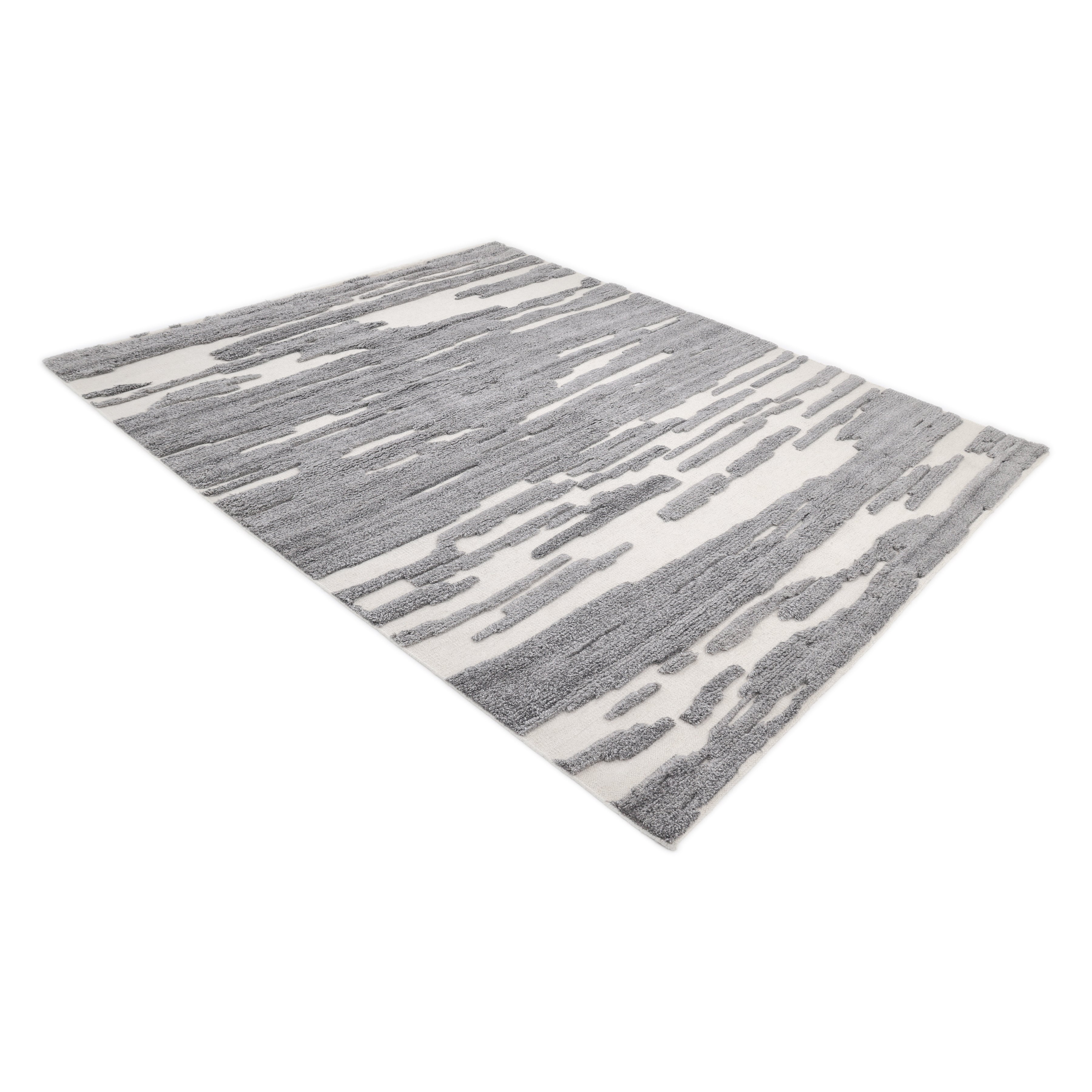 Maverick Hand Knotted Contemporary Geometric Gray Area Rug