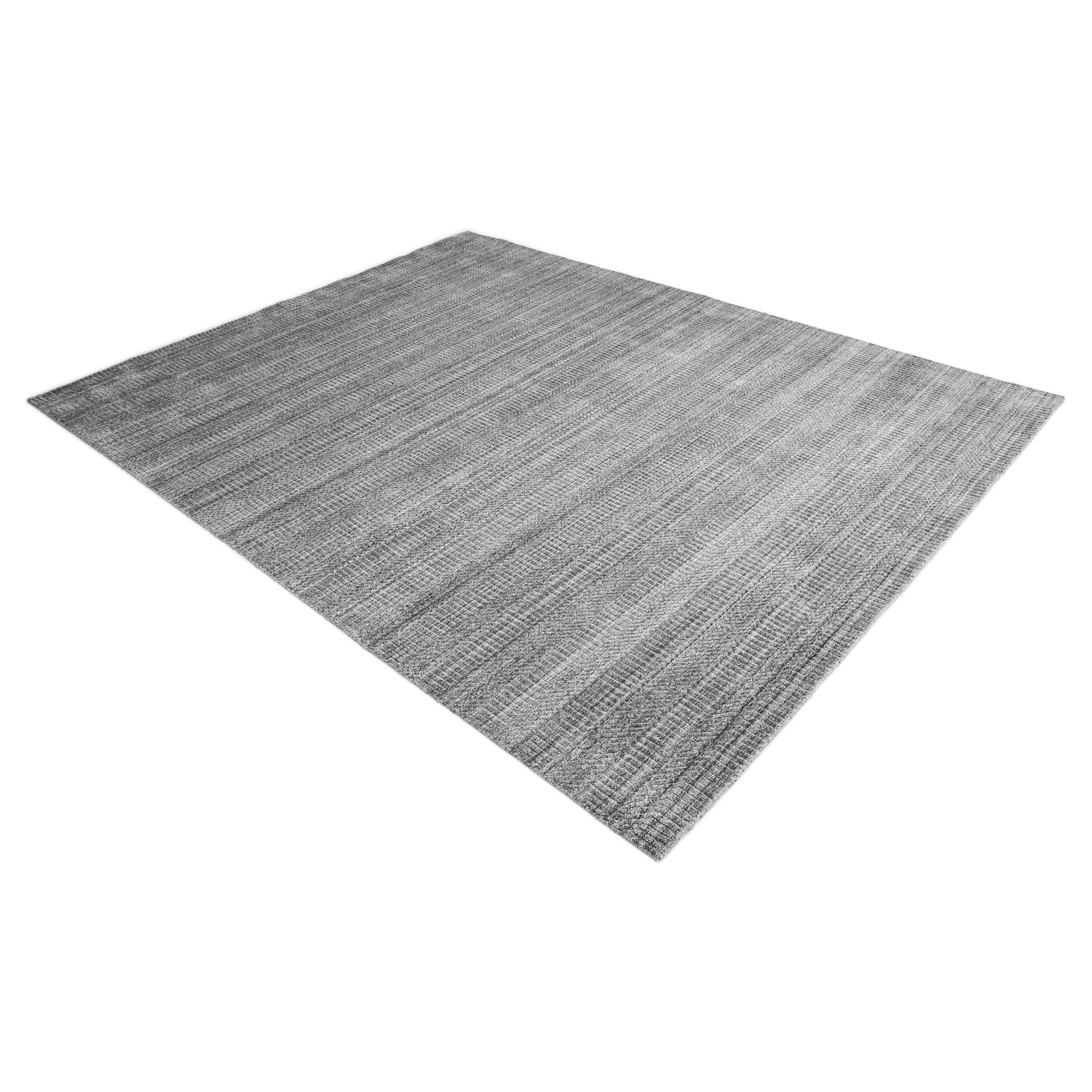 Sanam Hand-Loomed Contemporary Striped Gray Area Rug