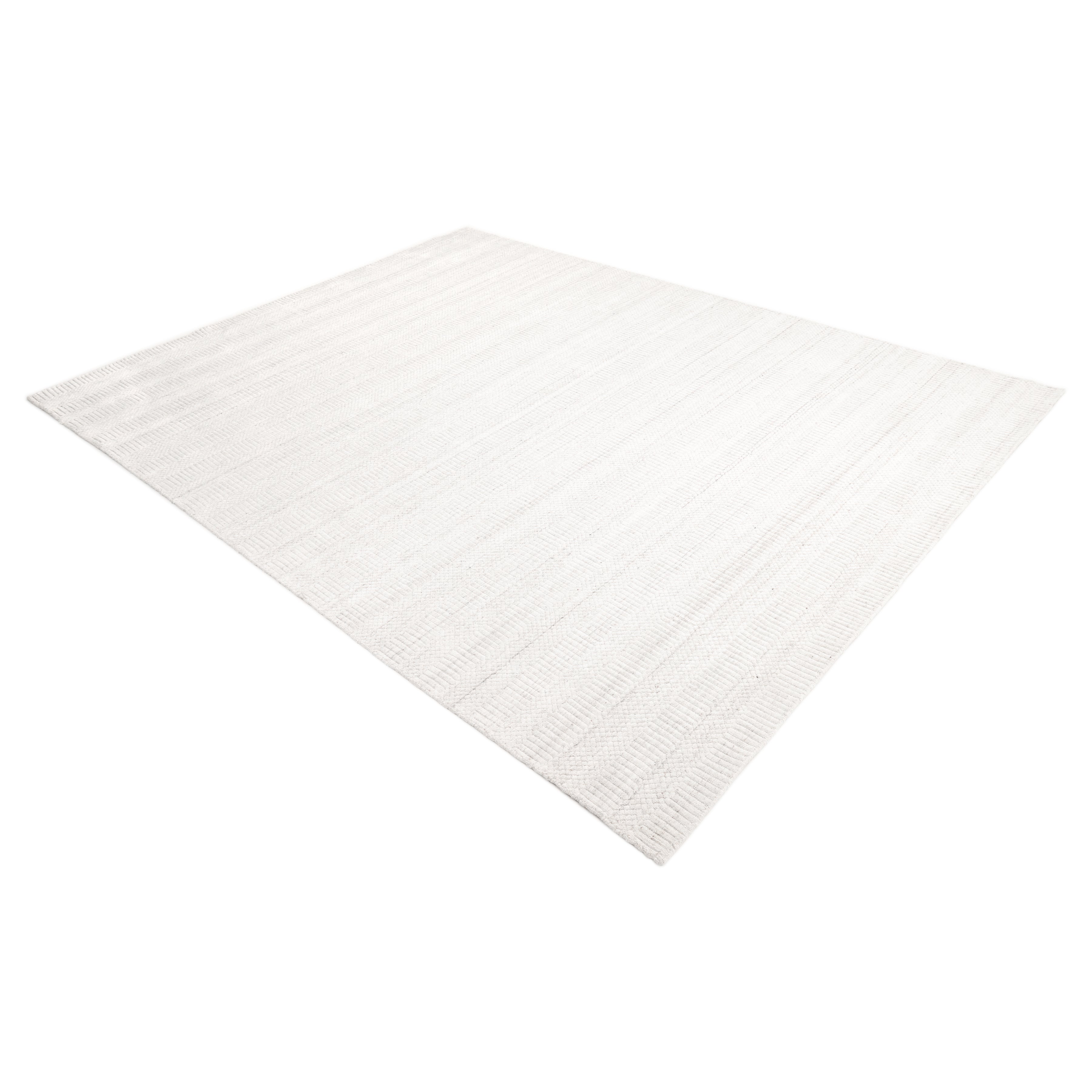 Sanam Hand-Loomed Contemporary Striped Ivory Area Rug
