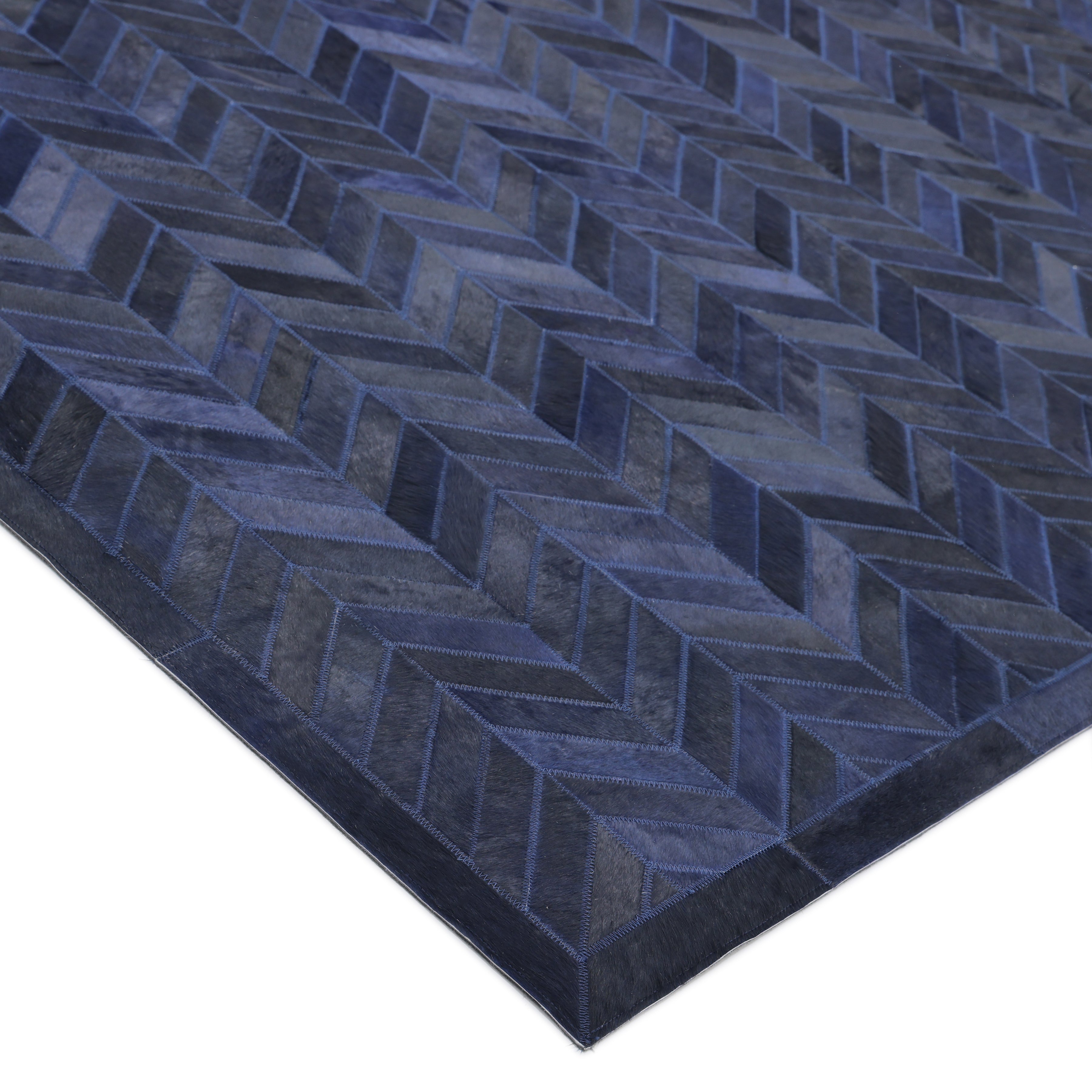 Meir Hand Woven Contemporary Chevron Blue Area Rug