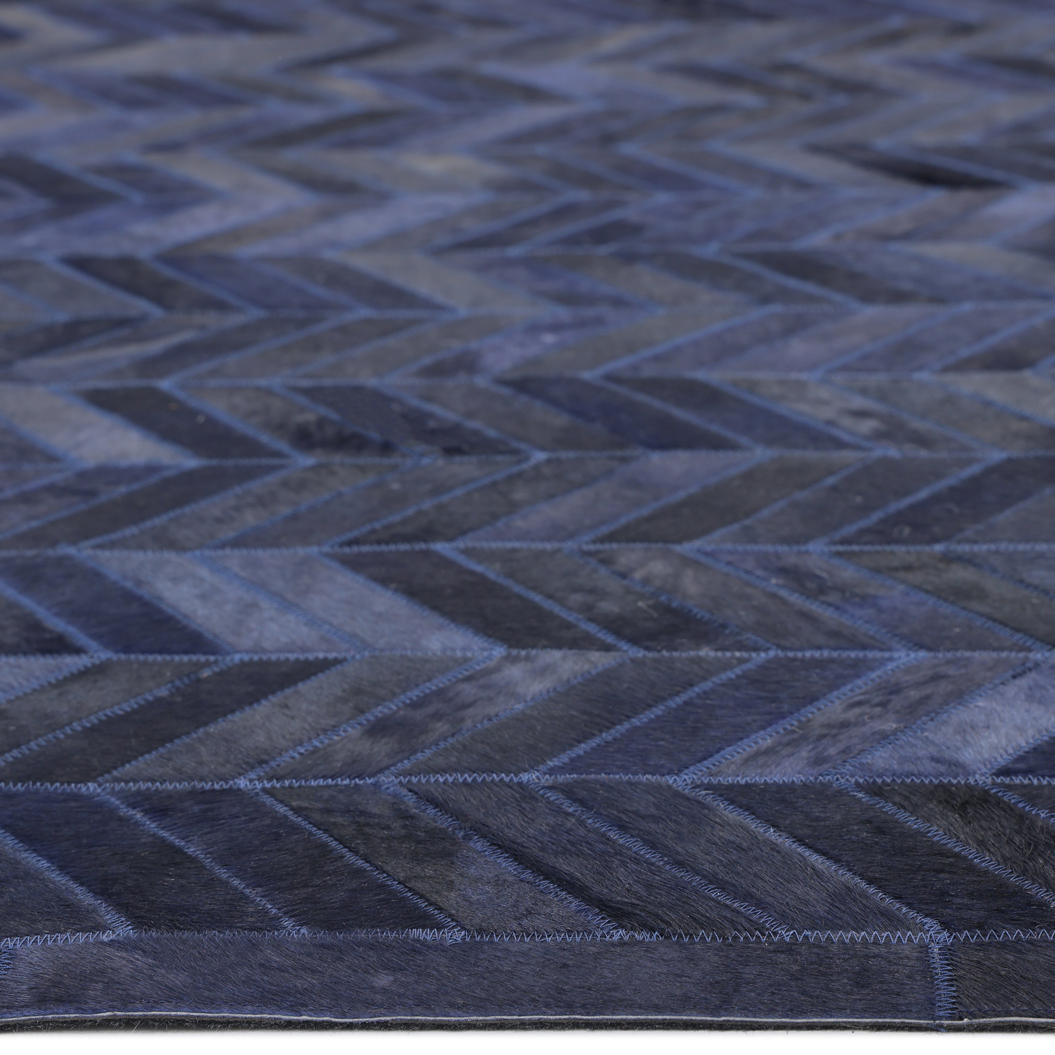 Meir Hand Woven Contemporary Chevron Blue Area Rug