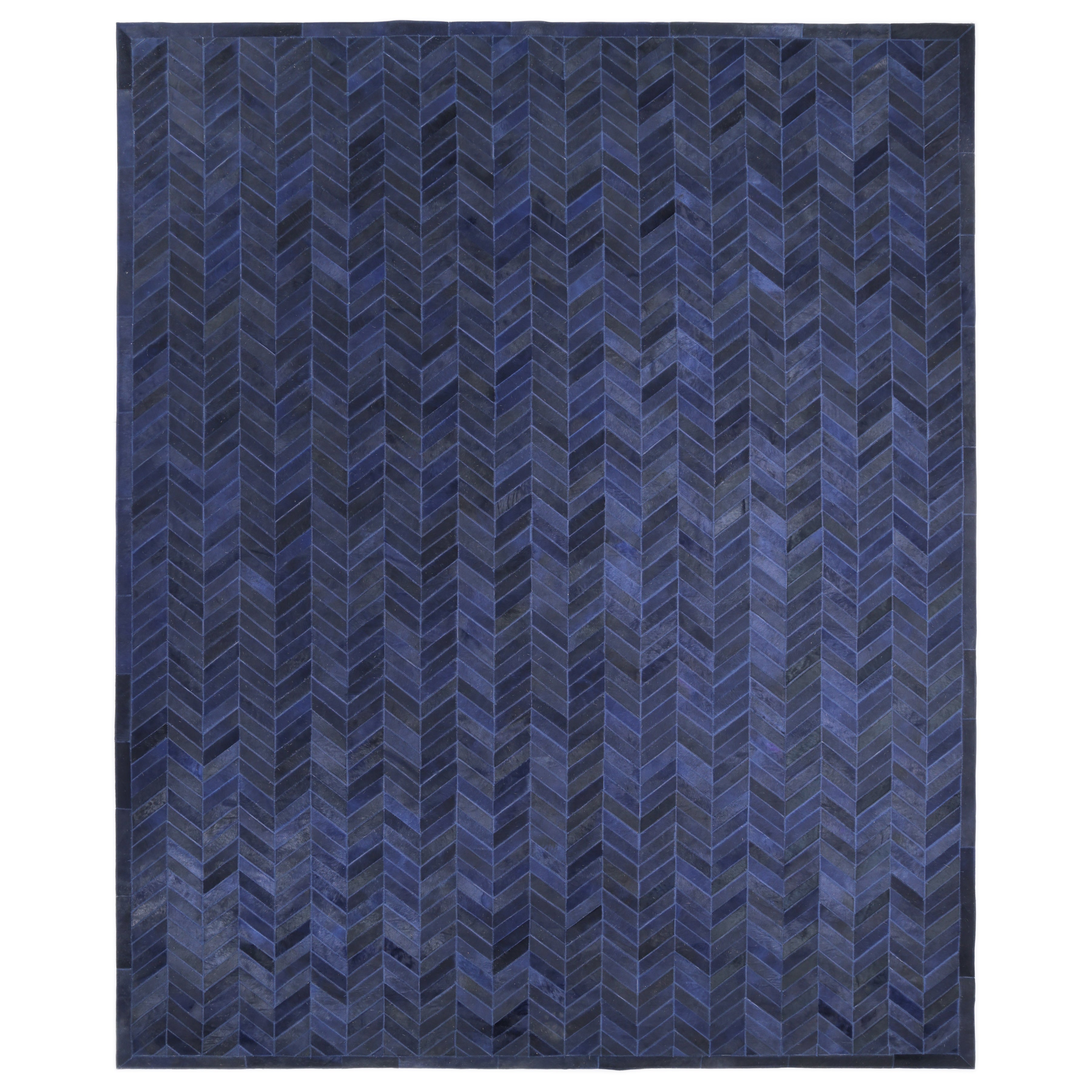 Meir Hand Woven Contemporary Chevron Blue Area Rug