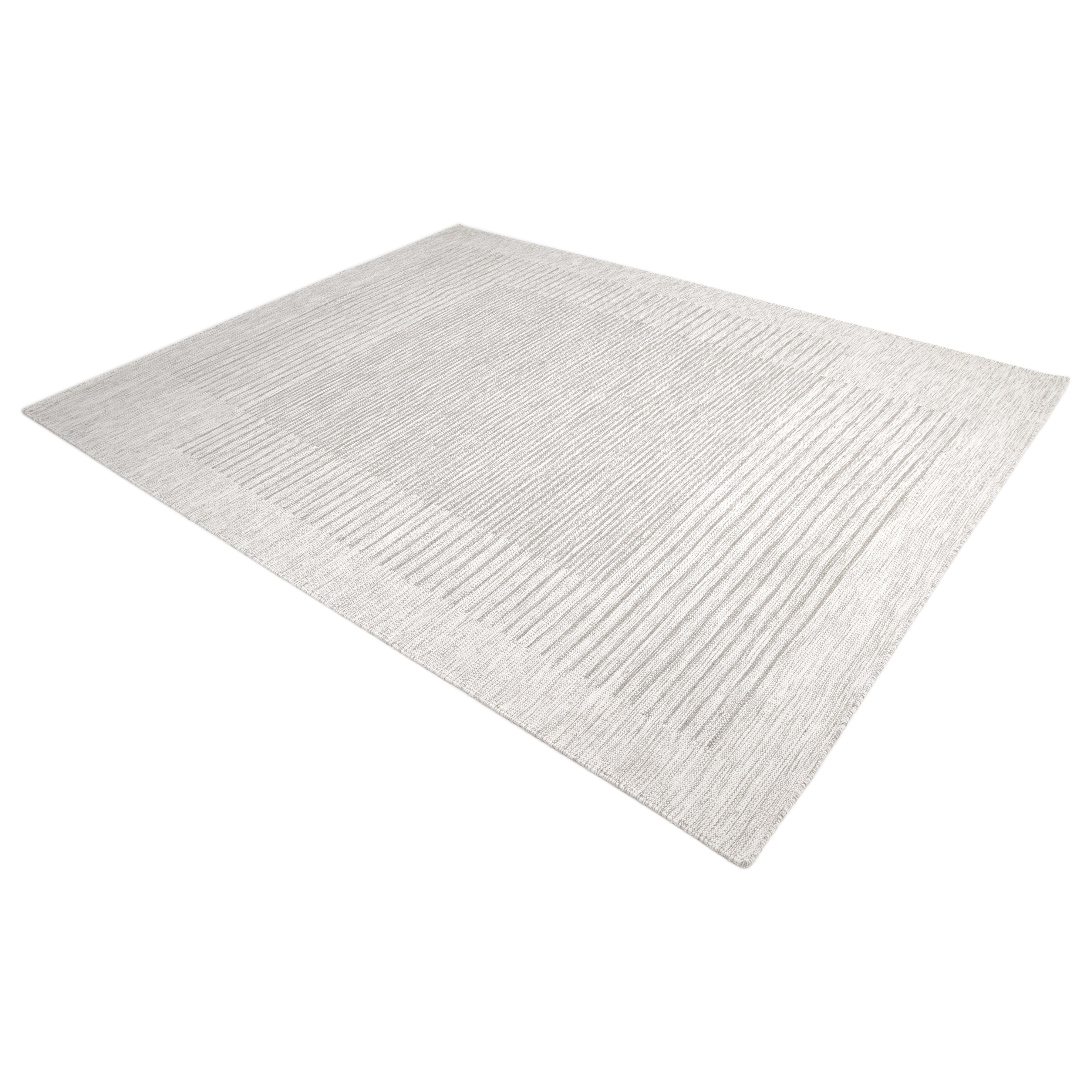 George Hand Woven Contemporary Striped Light Gray Area Rug