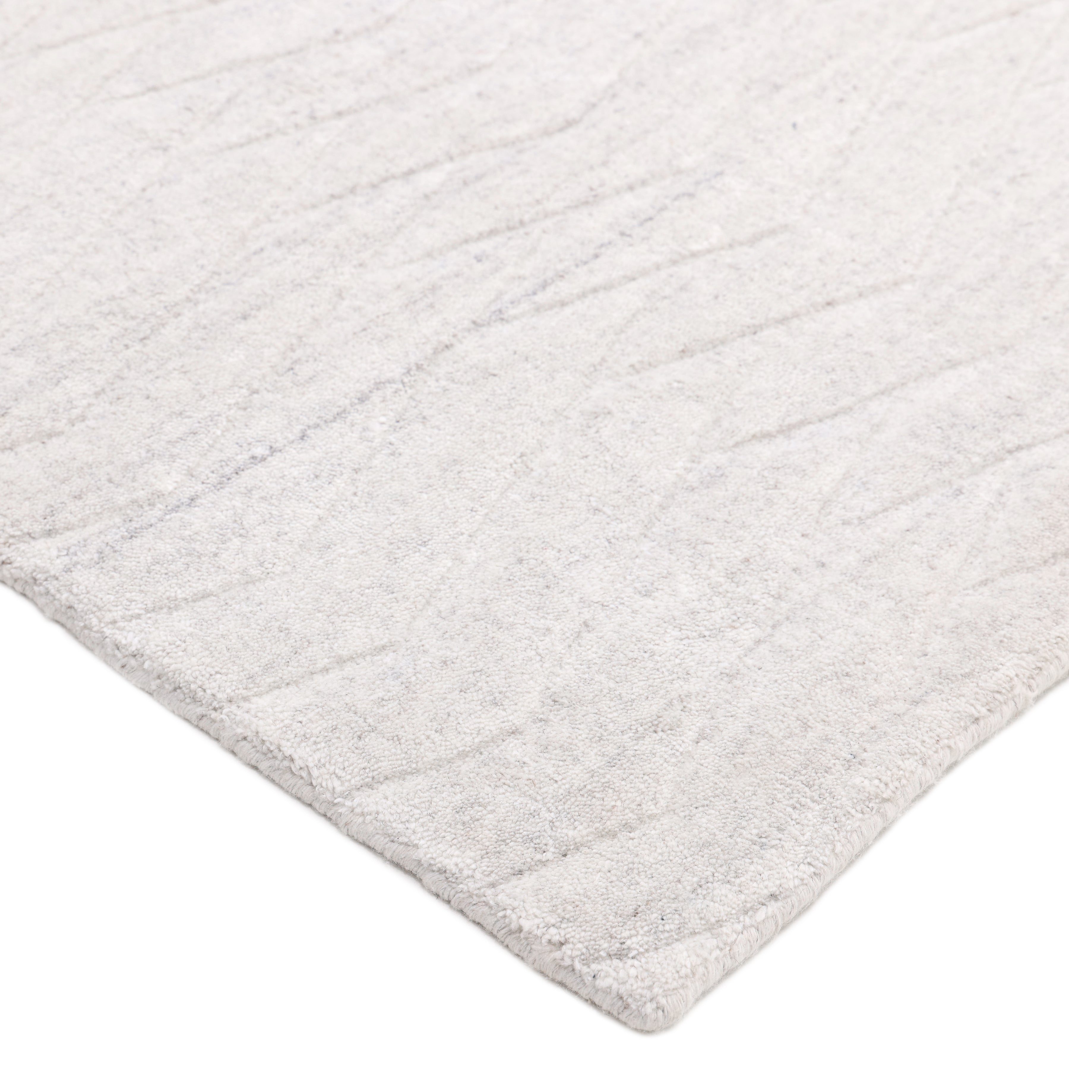 Rishab Hand Knotted Contemporary Solid Ivory Area Rug