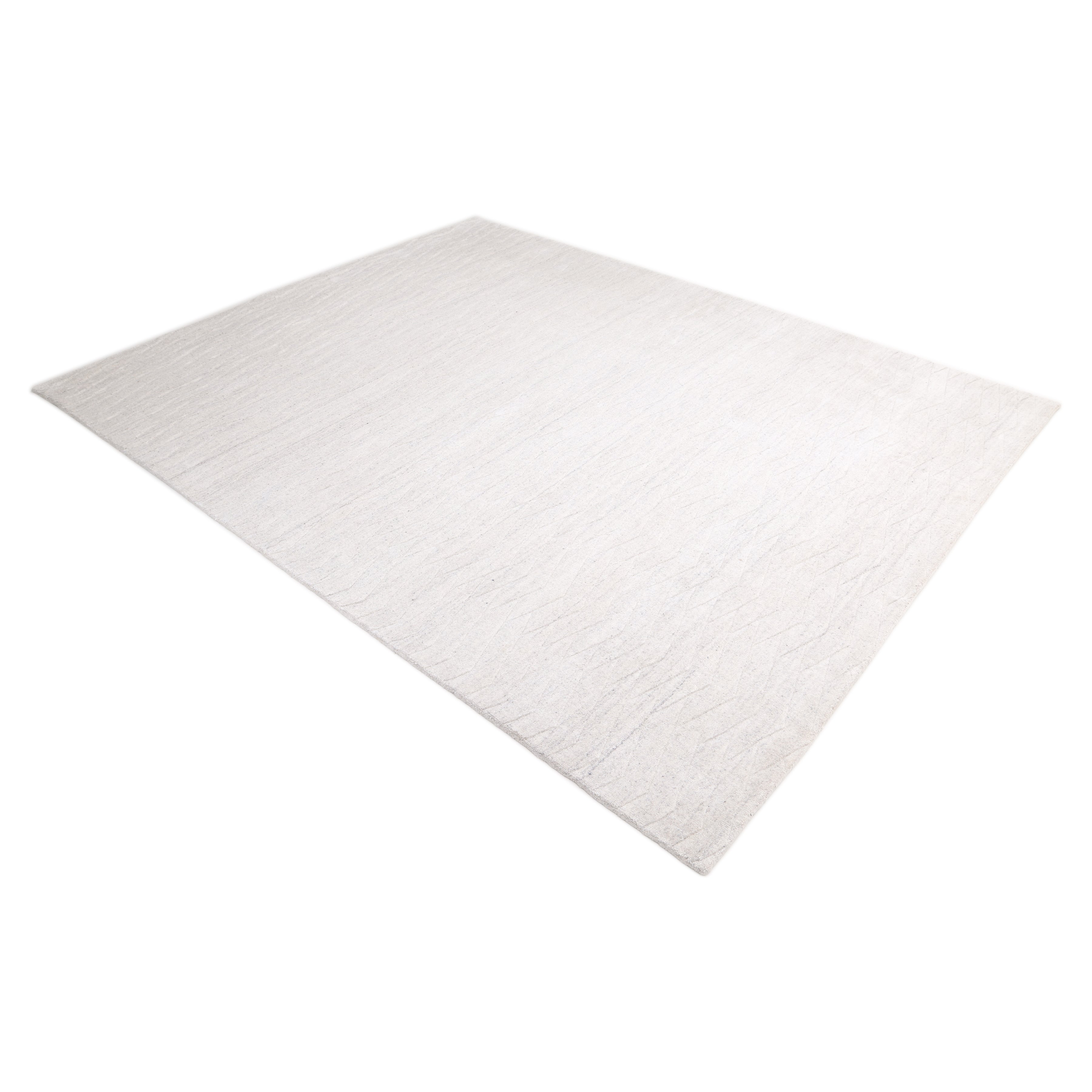 Rishab Hand Knotted Contemporary Solid Ivory Area Rug