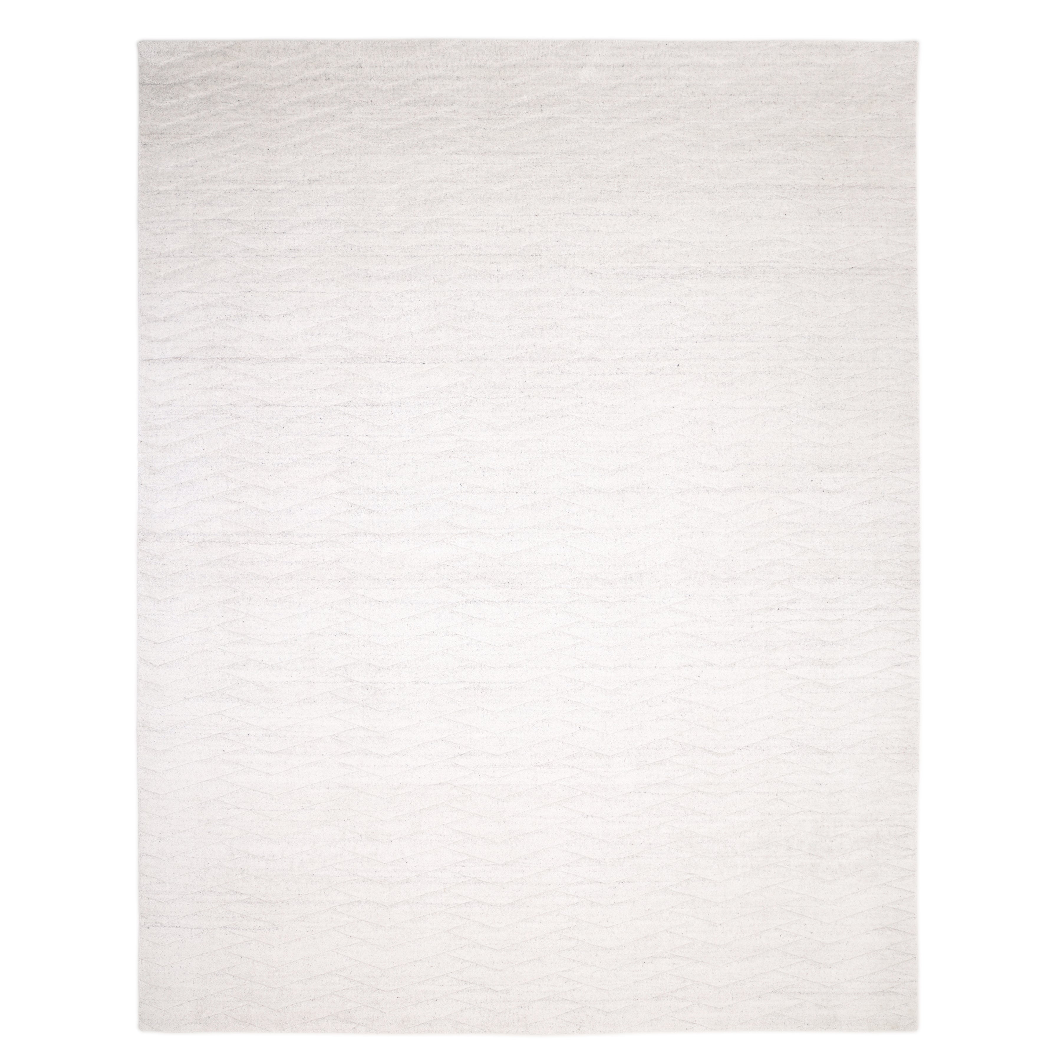 Rishab Hand Knotted Contemporary Solid Ivory Area Rug