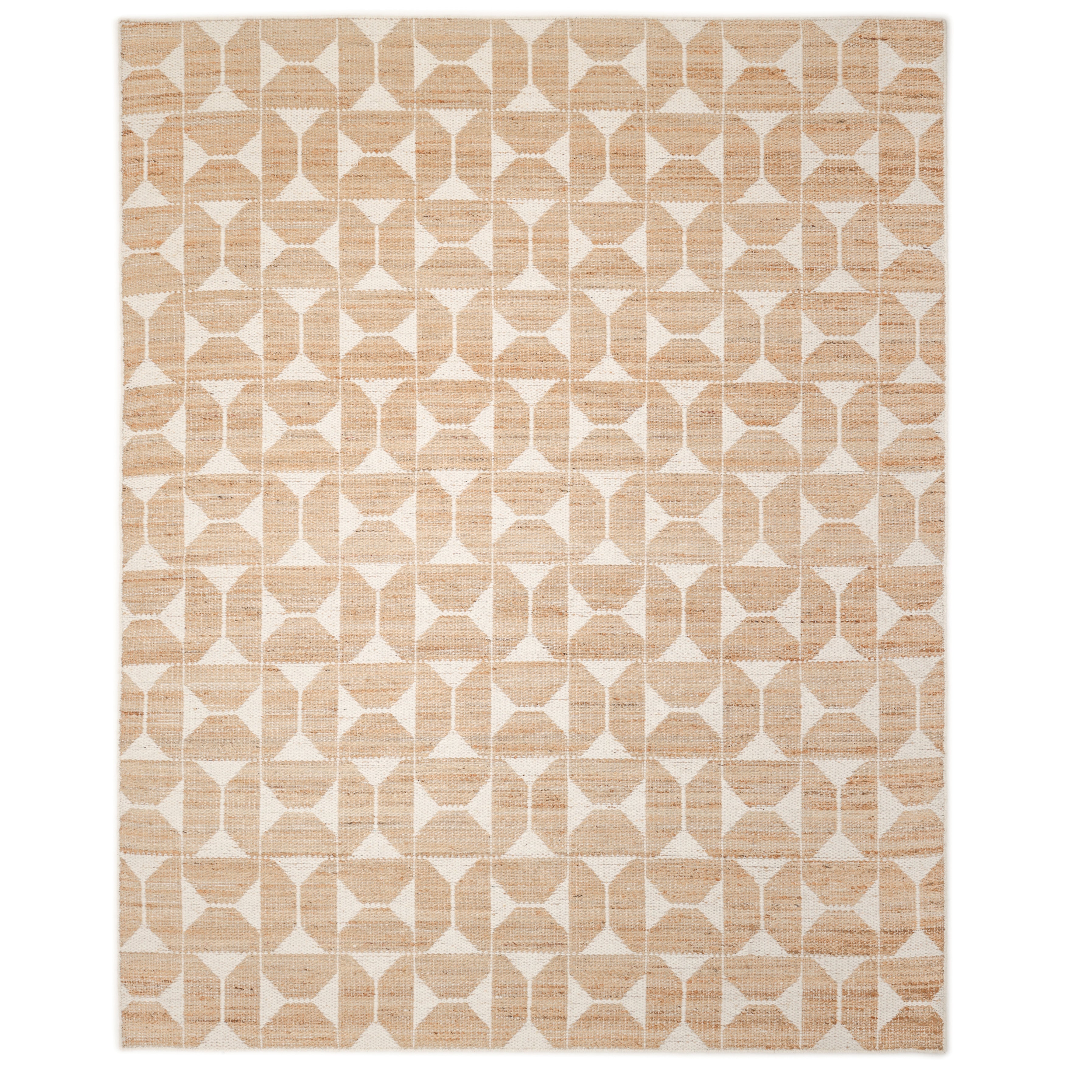Elle Hand Woven Contemporary Geometric Ivory Area Rug