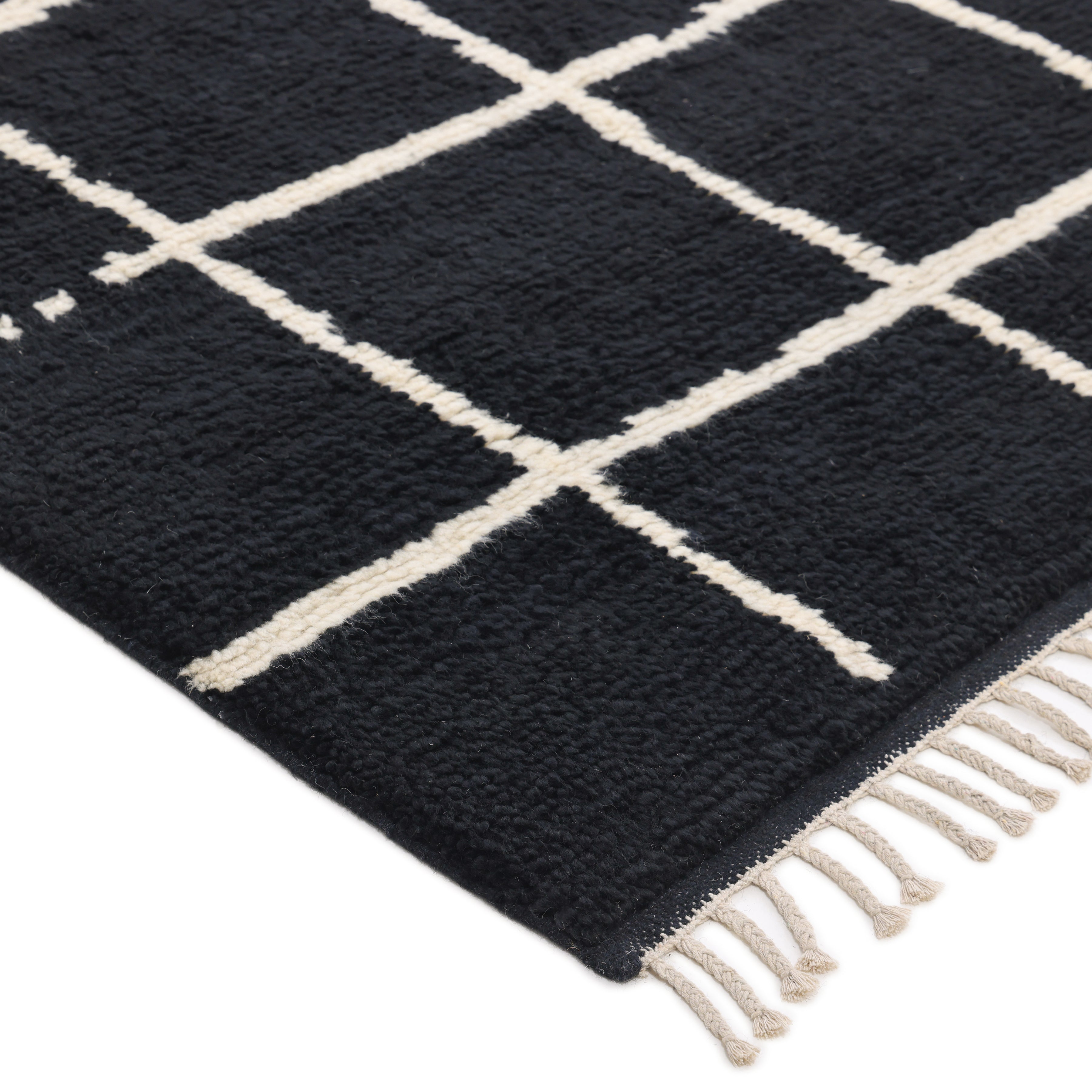 Paris Hand Knotted Bohemian Moroccan Black Area Rug