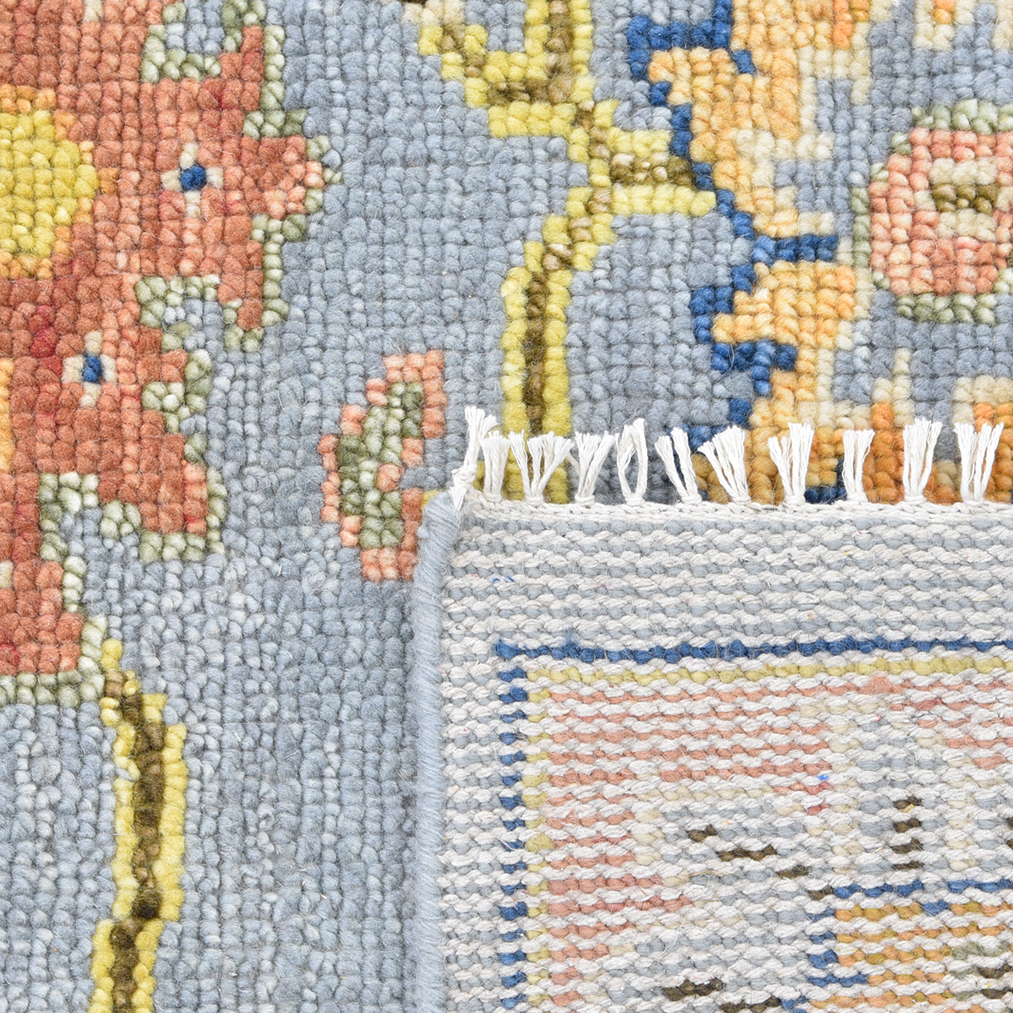 Liza Hand Knotted Contemporary Floral Light Gray Area Rug