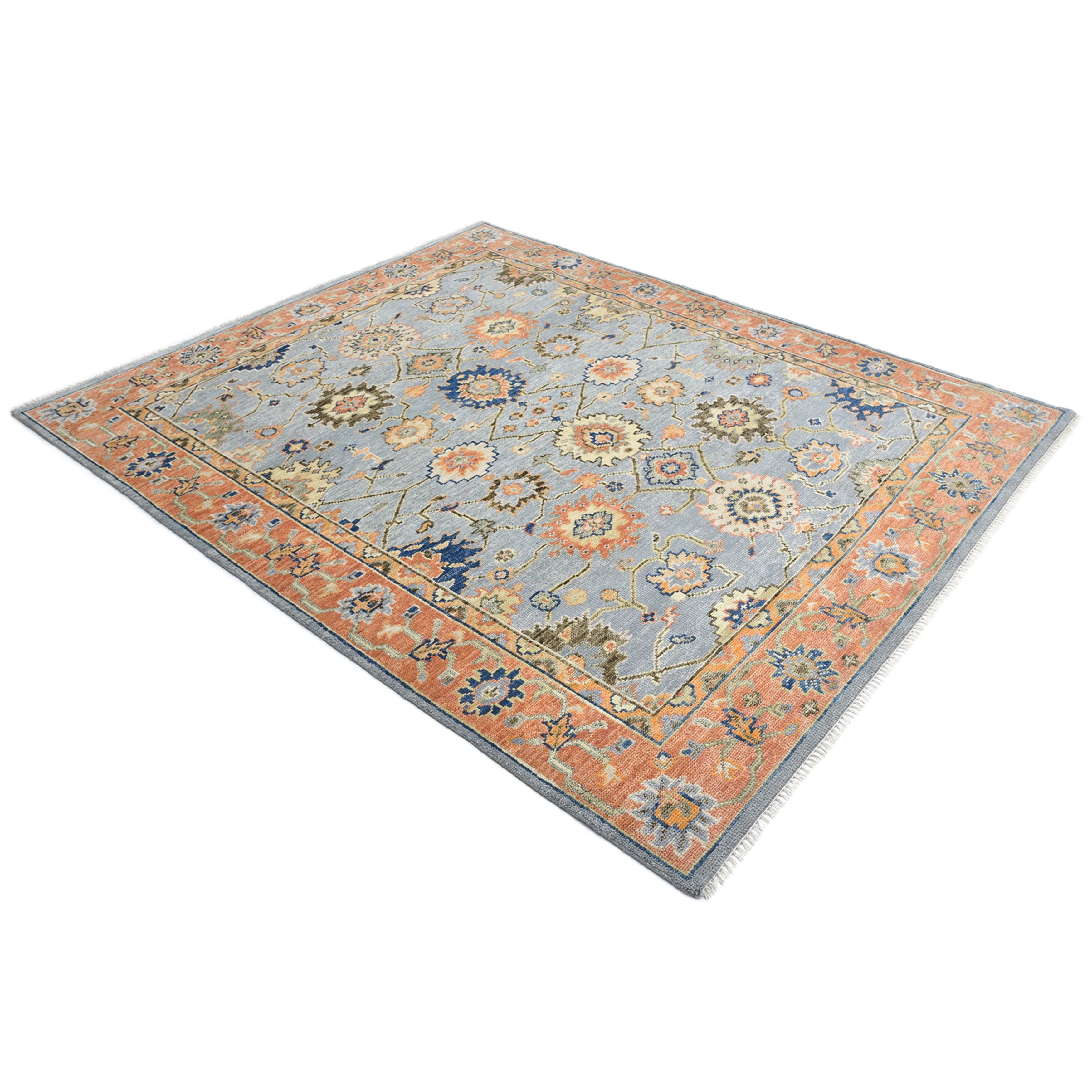 Liza Hand Knotted Contemporary Floral Light Gray Area Rug
