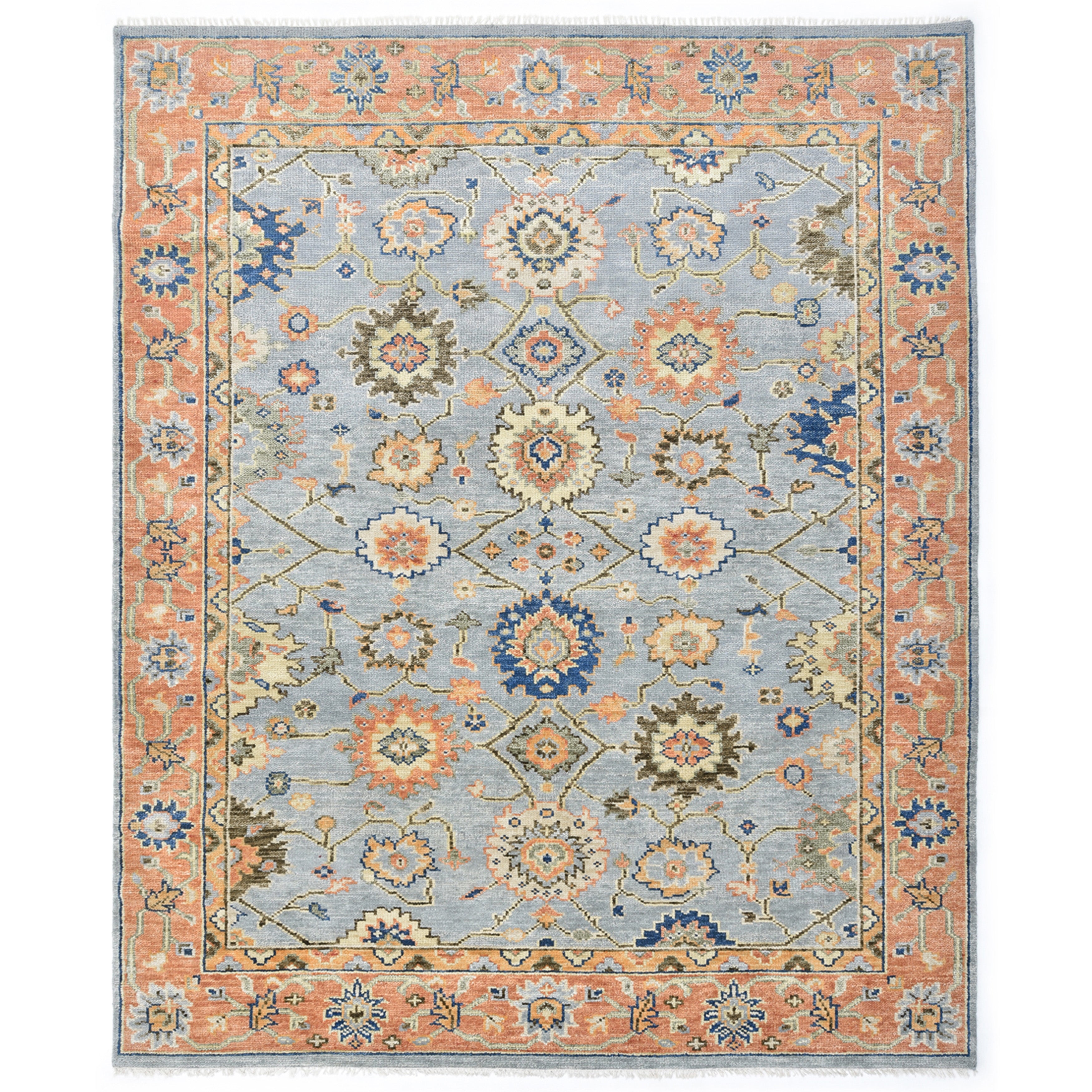 Liza Hand Knotted Contemporary Floral Light Gray Area Rug