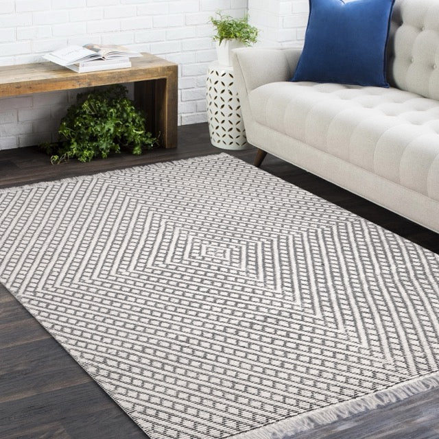 London Wool Hand Woven Contemporary Area Rug - Ivory