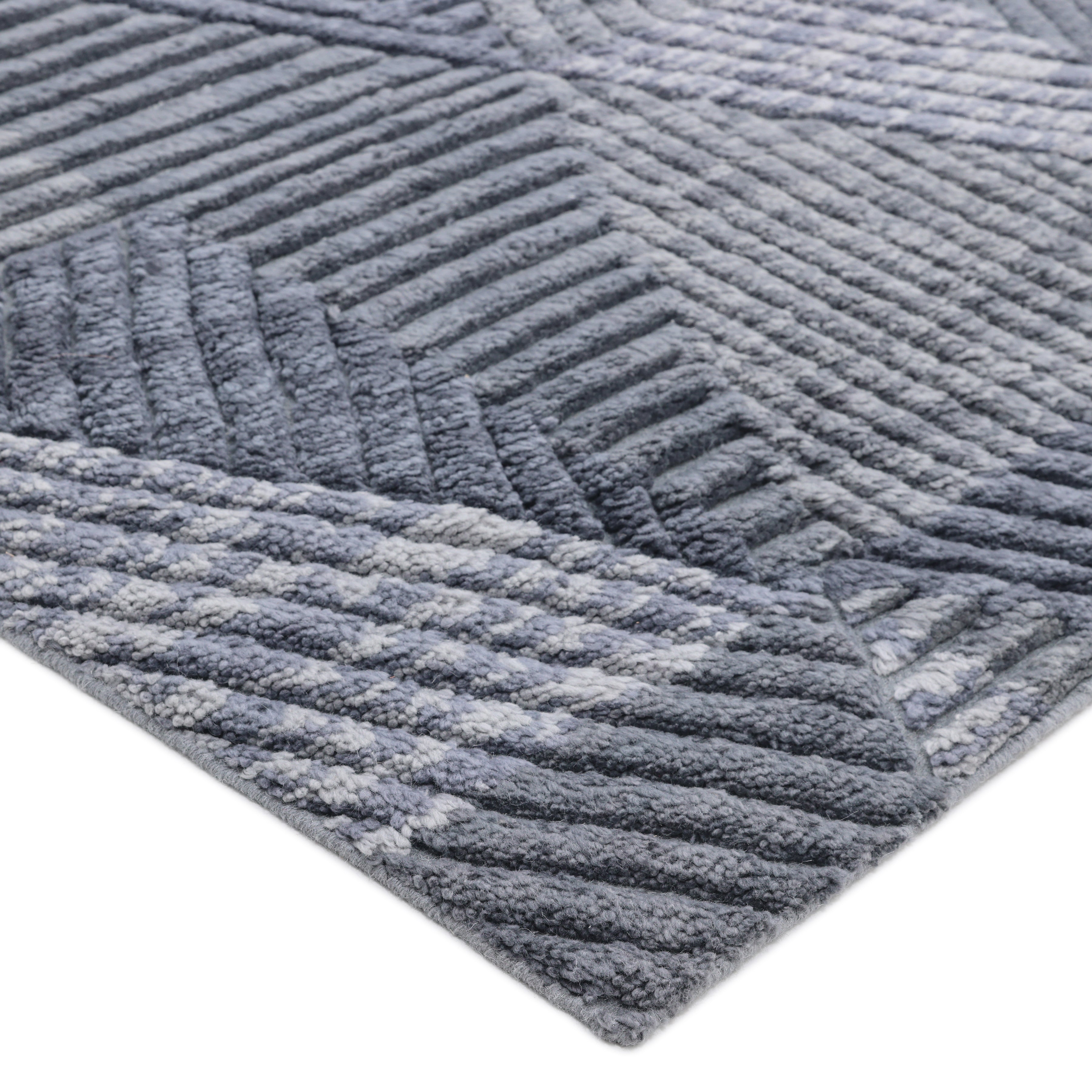 Erie Hand Knotted Contemporary Geometric Gray Area Rug