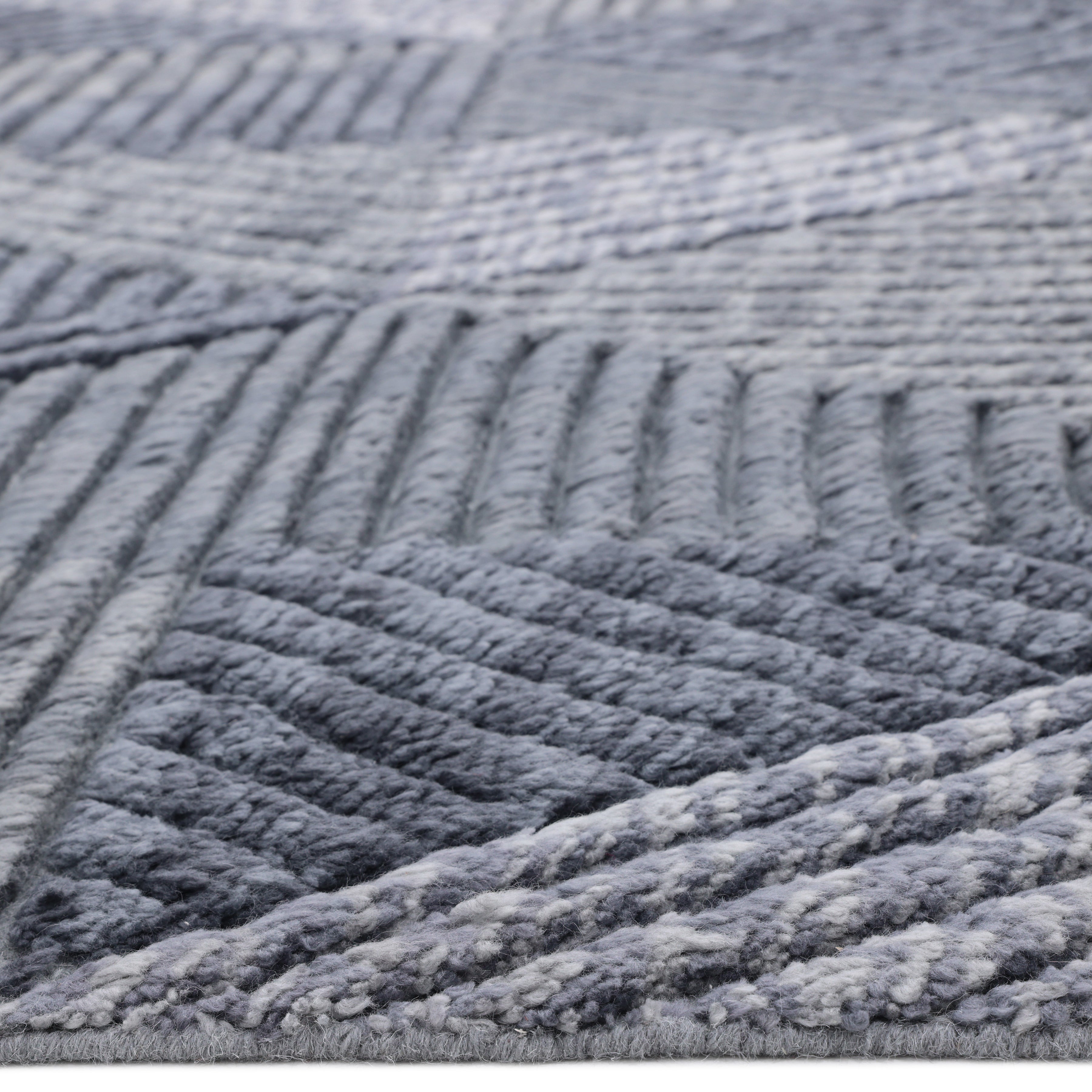 Erie Hand Knotted Contemporary Geometric Gray Area Rug
