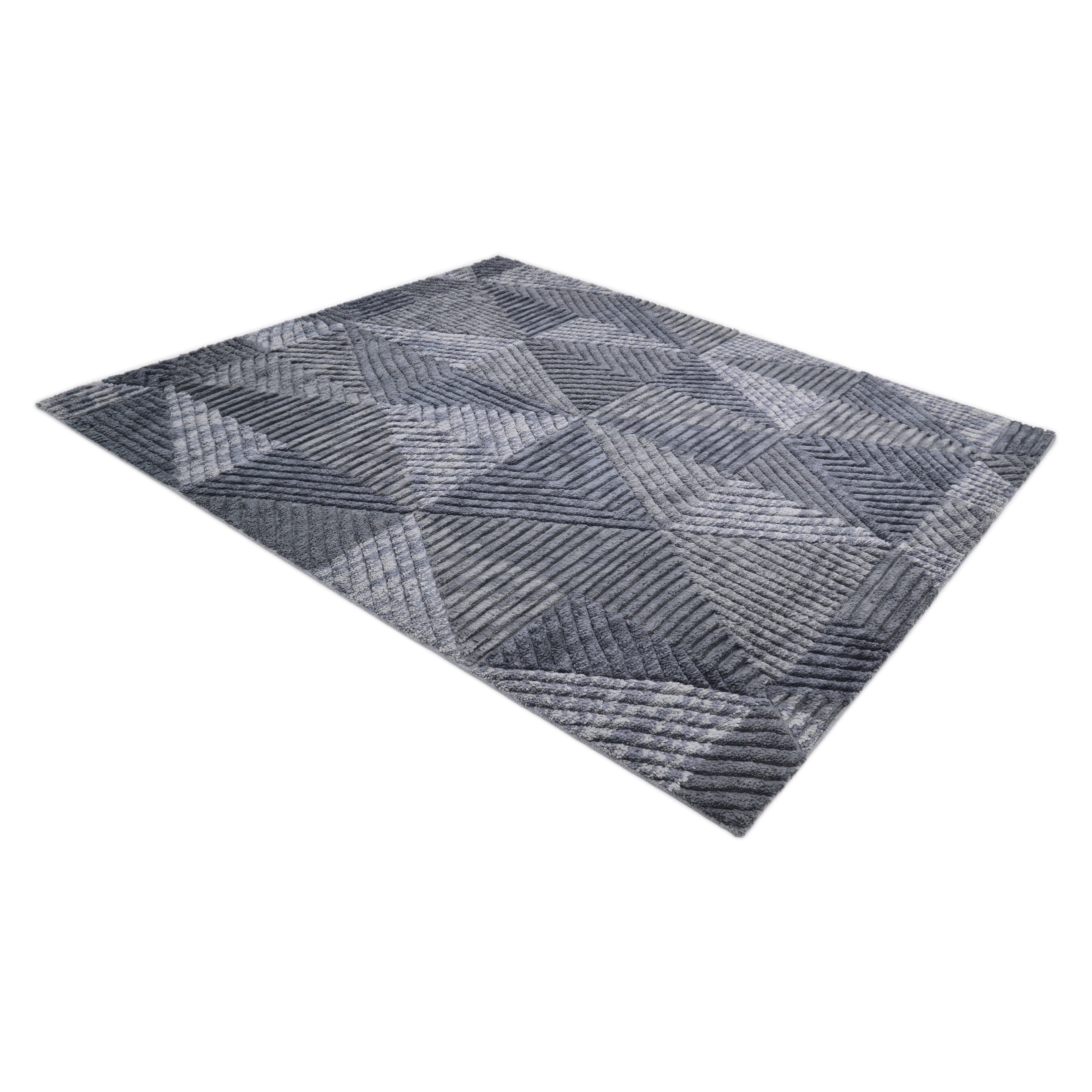 Erie Hand Knotted Contemporary Geometric Gray Area Rug