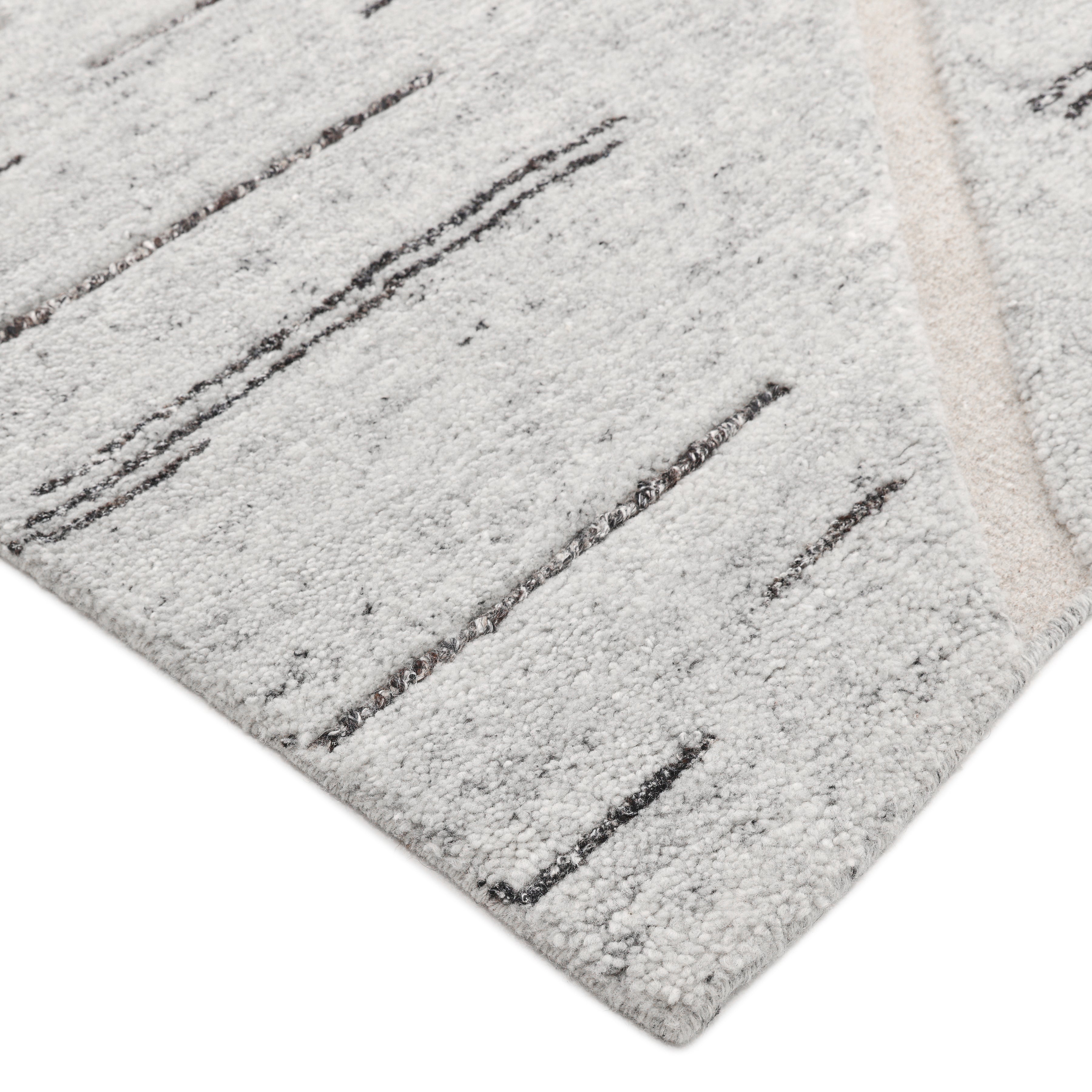 Chelsea Hand Knotted Contemporary Striped Light Gray Area Rug