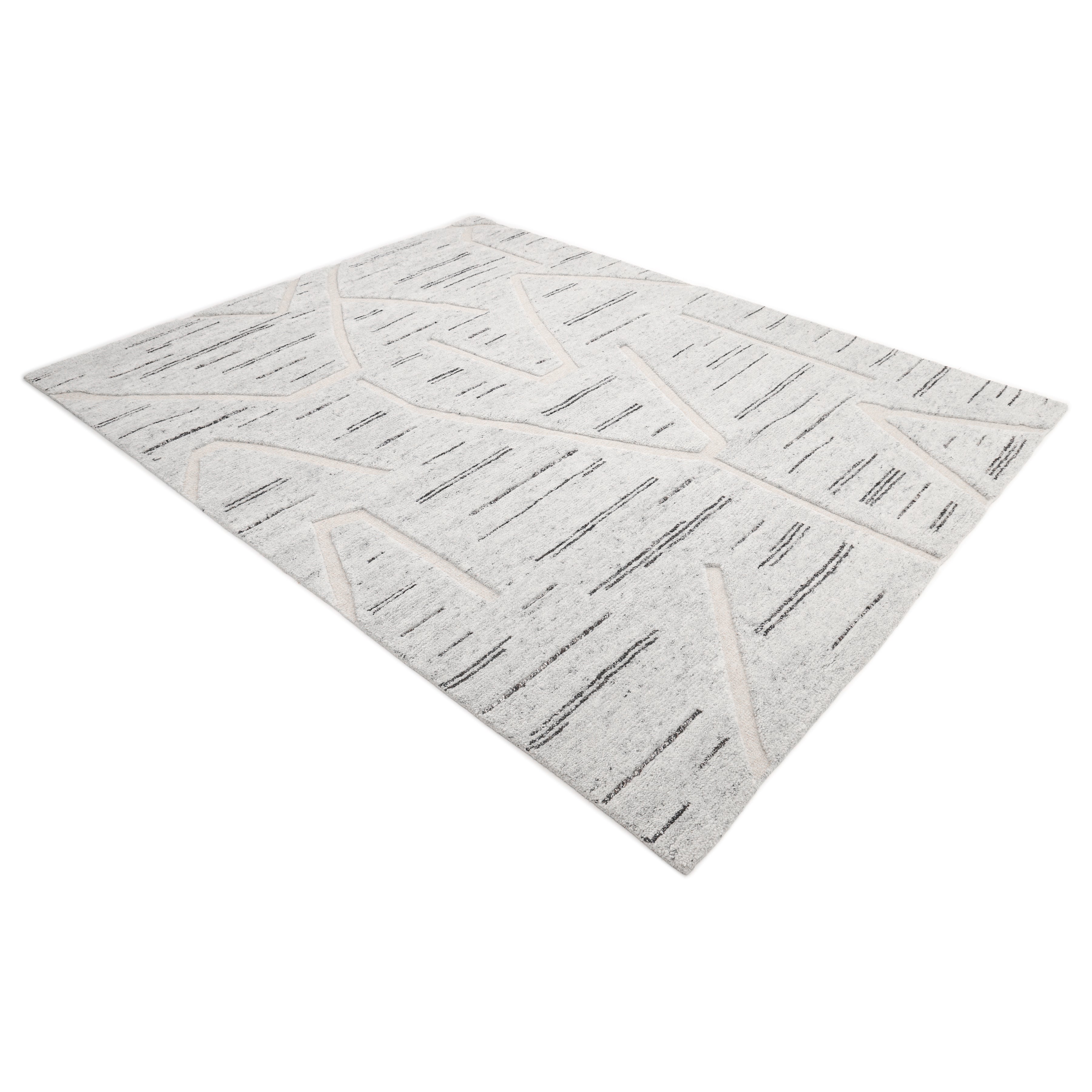Chelsea Hand Knotted Contemporary Striped Light Gray Area Rug