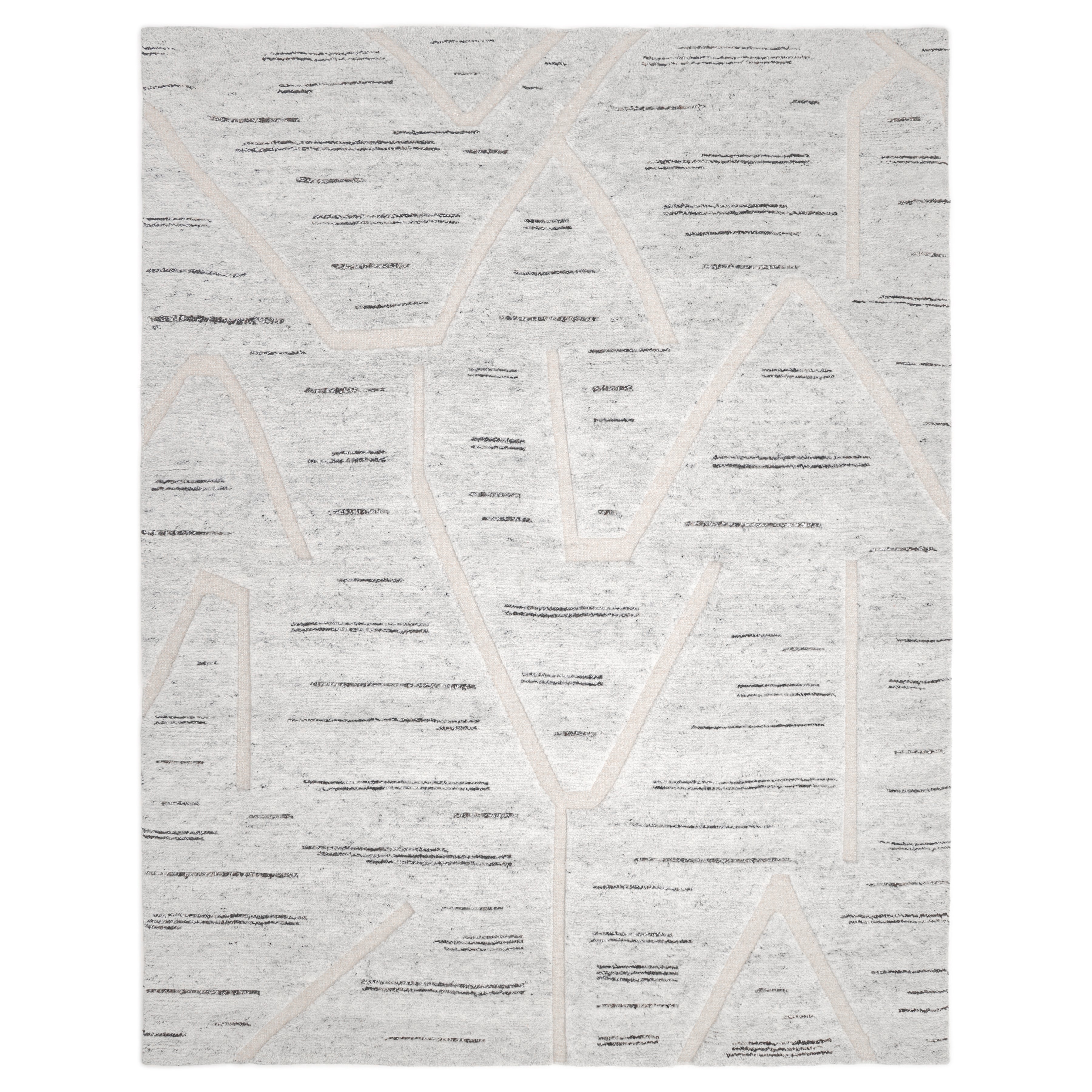 Chelsea Hand Knotted Contemporary Striped Light Gray Area Rug