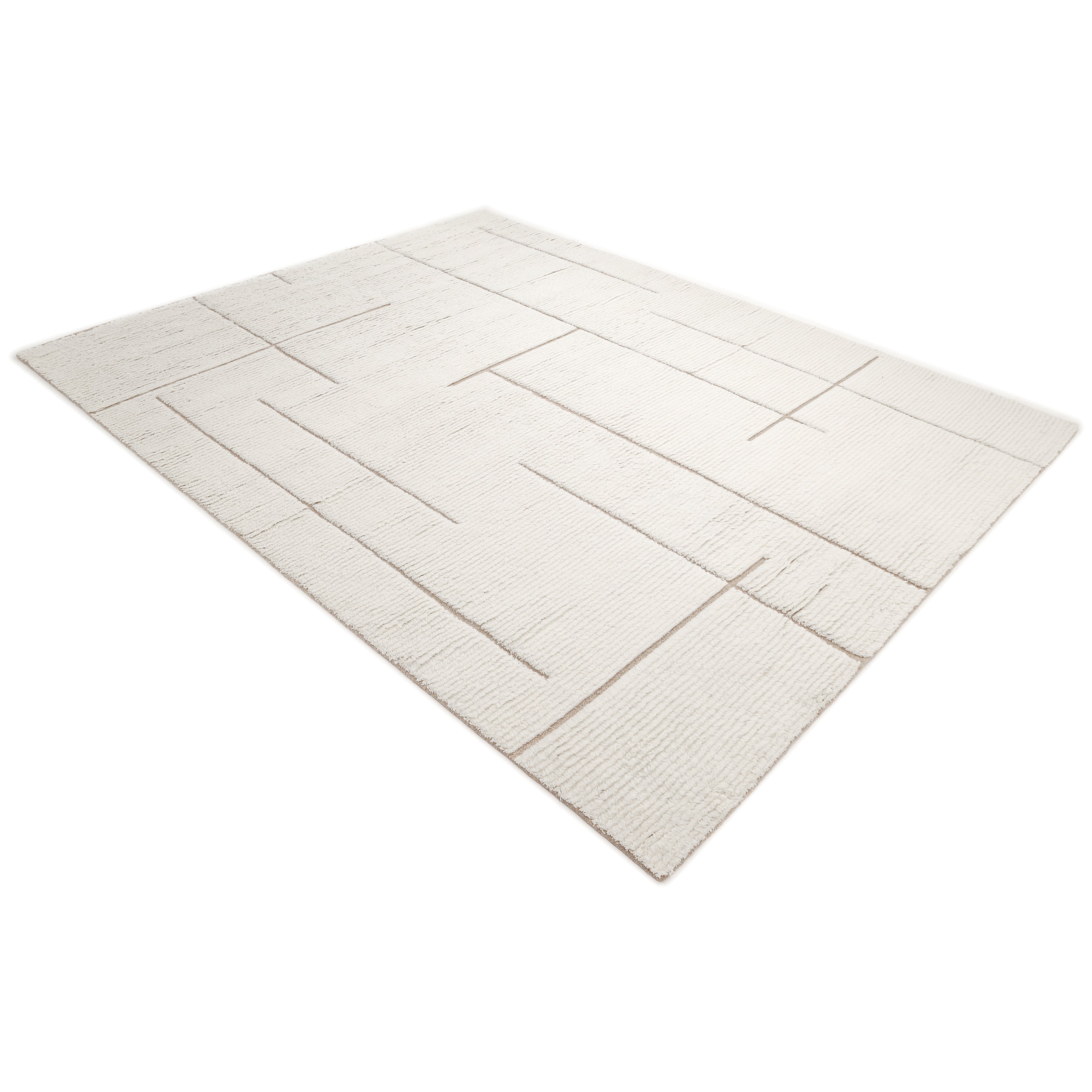 Norwich Hand Knotted Contemporary Solid Ivory Area Rug